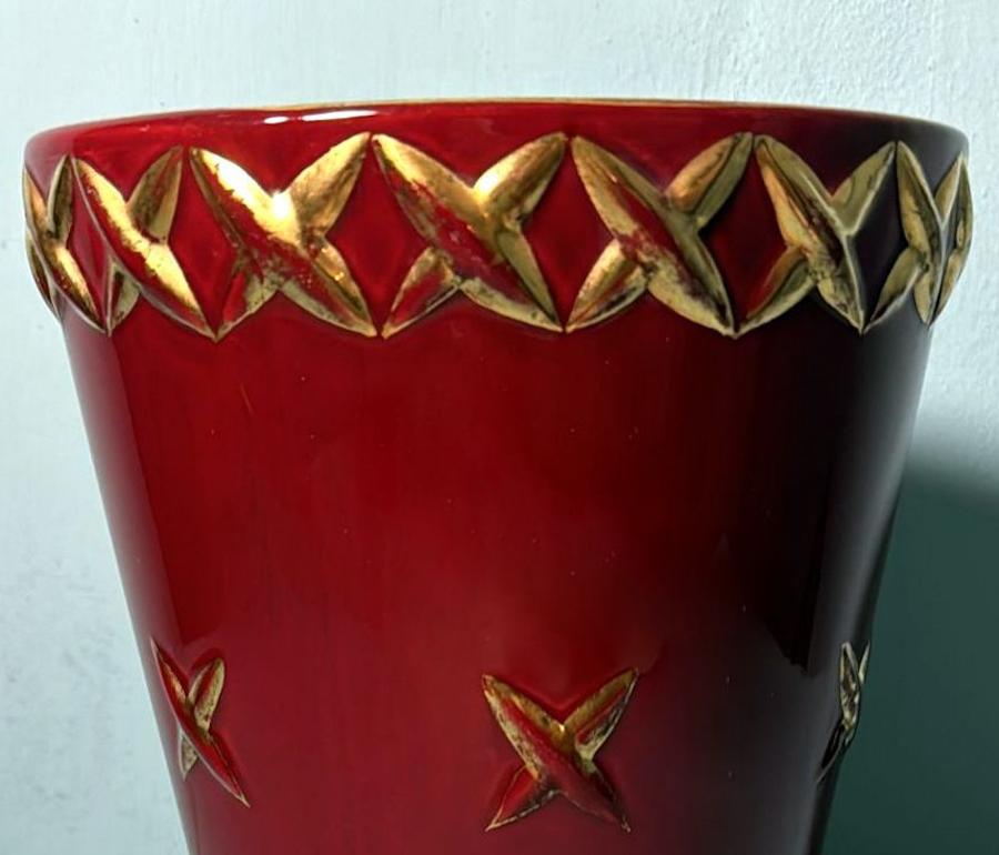 Saint Clement Blanche Letalle French Art Deco Vase In Ceramic And Pure Gold For Sale 2