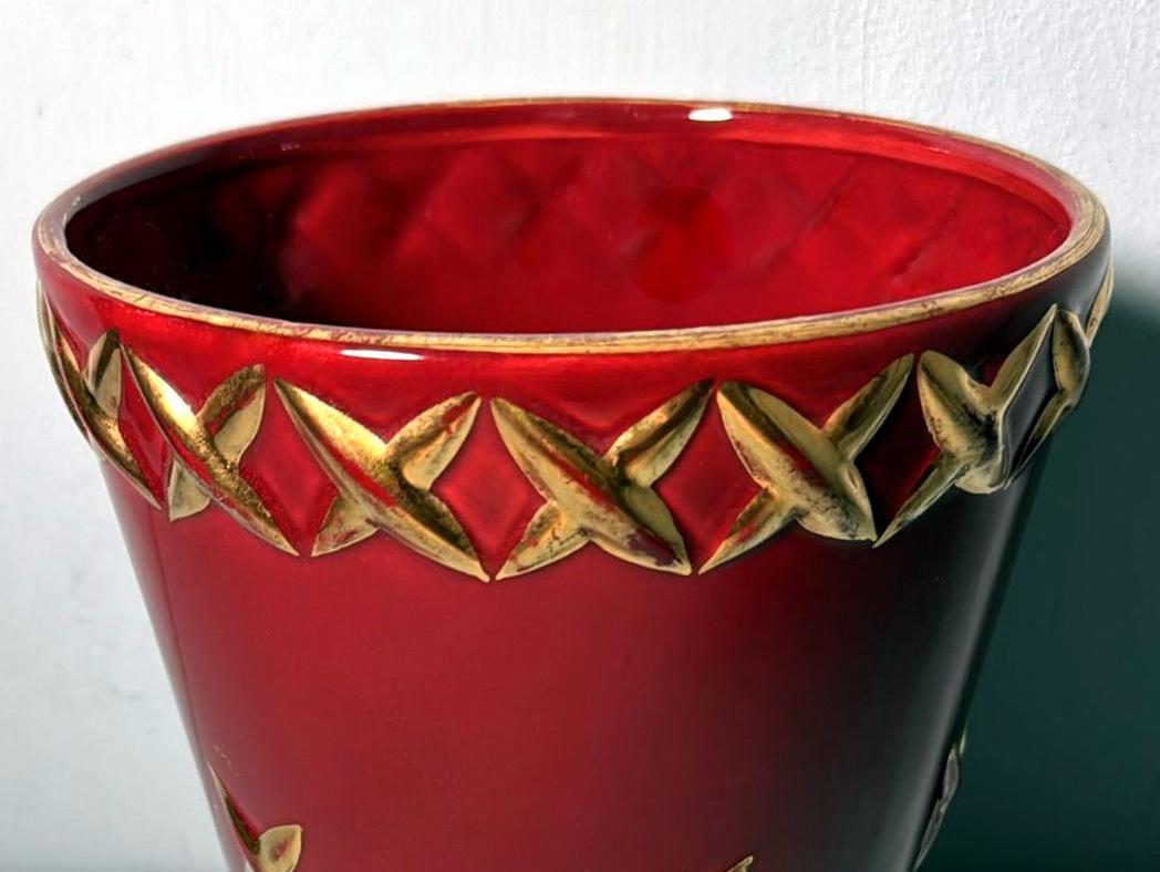 Saint Clement Blanche Letalle French Art Deco Vase In Ceramic And Pure Gold For Sale 3