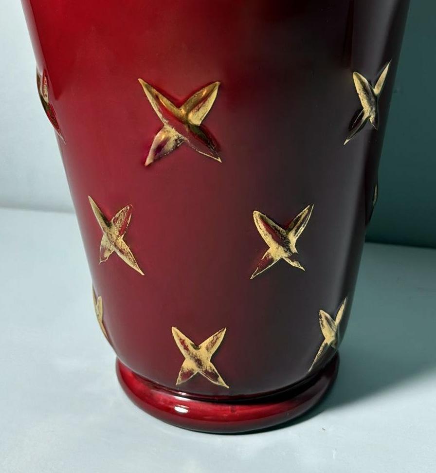 Saint Clement Blanche Letalle French Art Deco Vase In Ceramic And Pure Gold For Sale 4
