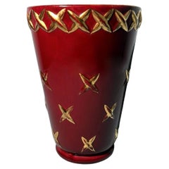 Saint Clement Blanche Letalle French Art Deco Vase In Ceramic And Pure Gold