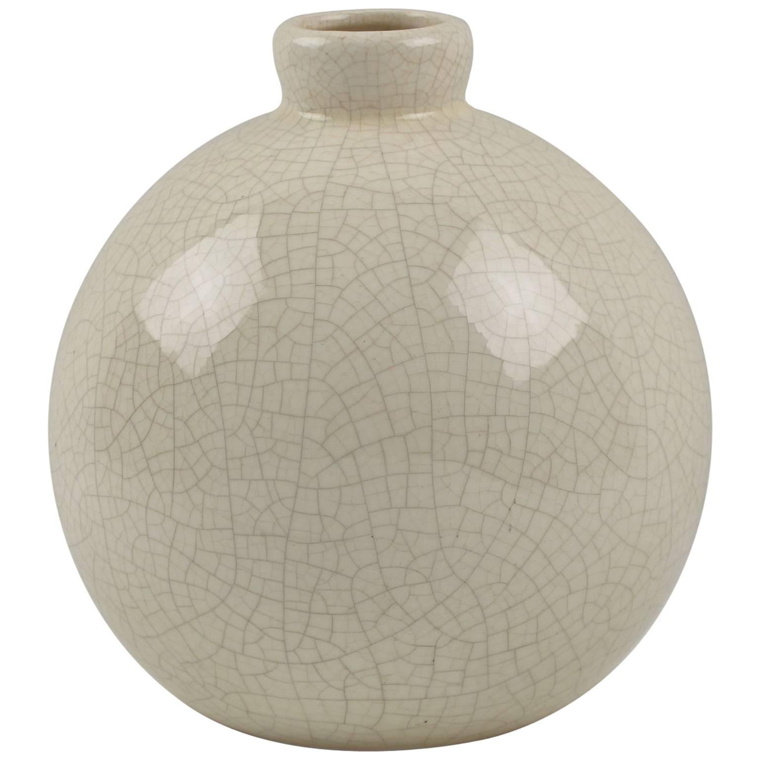 Saint Clement France Art Deco Crackled Glaze Ceramic Pottery Vase