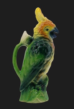 SAINT-CLEMENT French Art Deco Ceramic Parrot Pitcher 1920