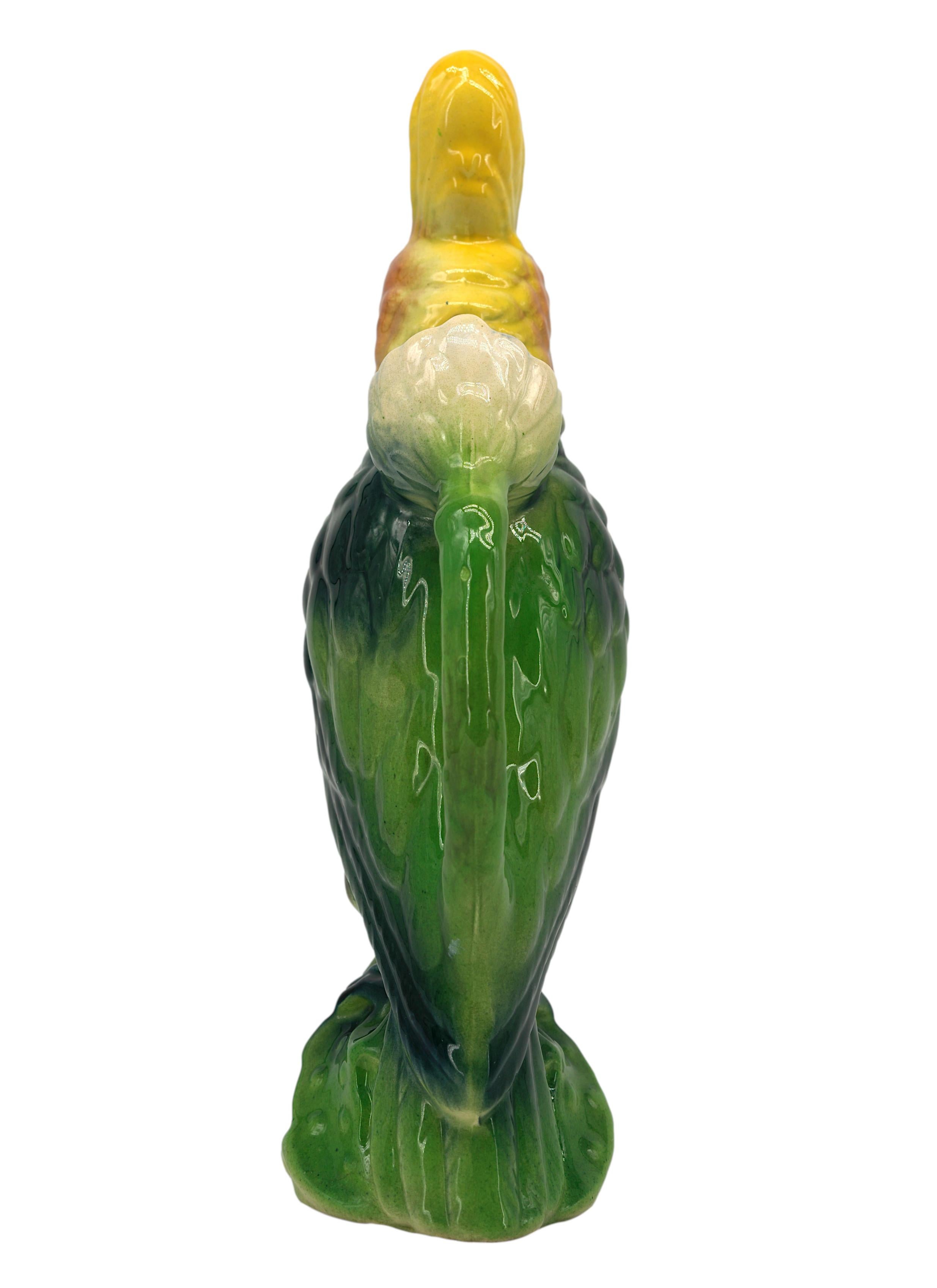 SAINT-CLEMENT French Art Deco Ceramic Parrot Pitcher, 1920s For Sale 4