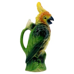 SAINT-CLEMENT Französischer Papageienkrug aus Keramik im Art Déco-Stil, 1920er Jahre