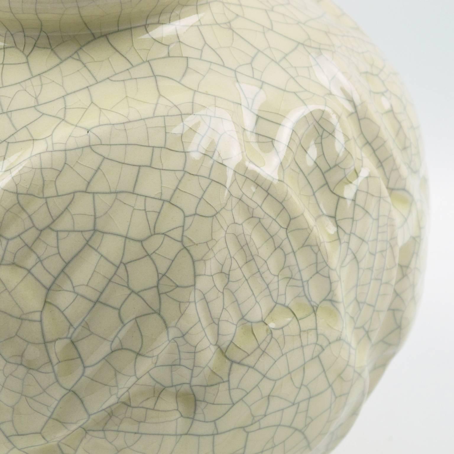 Mid-20th Century Saint Clement French Art Deco Crackle Glaze Ceramic Vase
