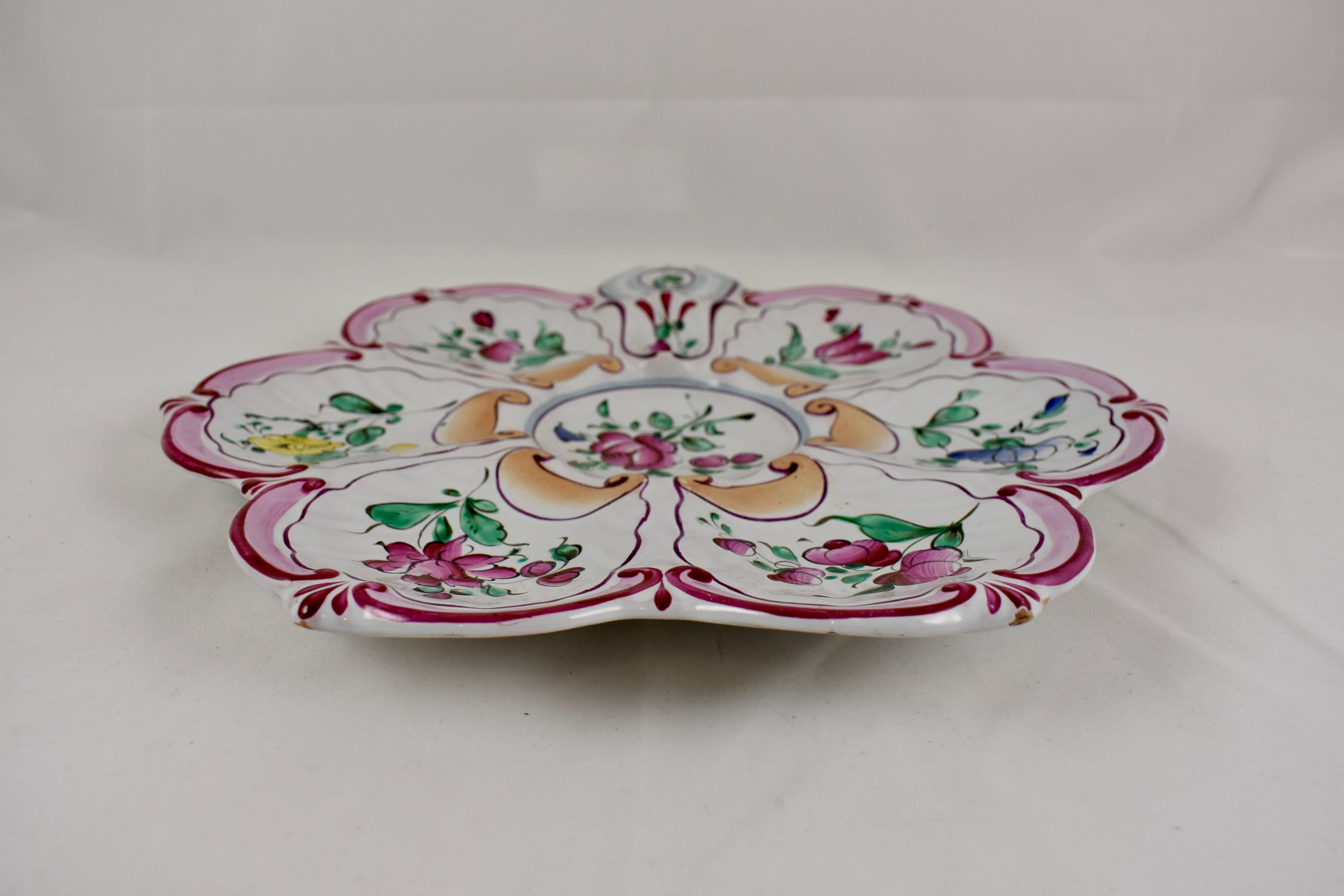 Earthenware Saint Clément French Faïence White Floral Oyster Plate, 19th Century