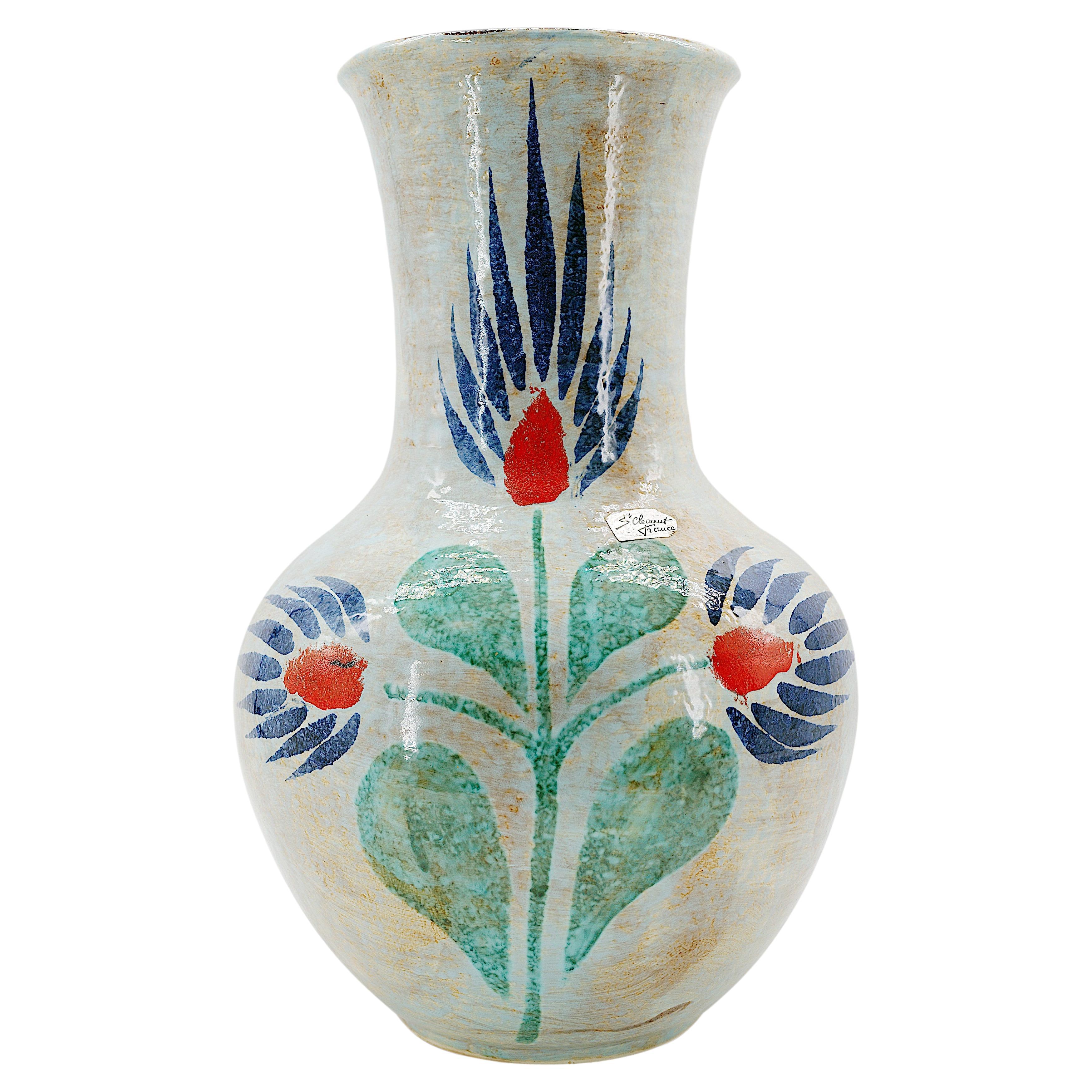 Saint-Clement Huge French Mid-Century Stoneware Vase, 1950s For Sale