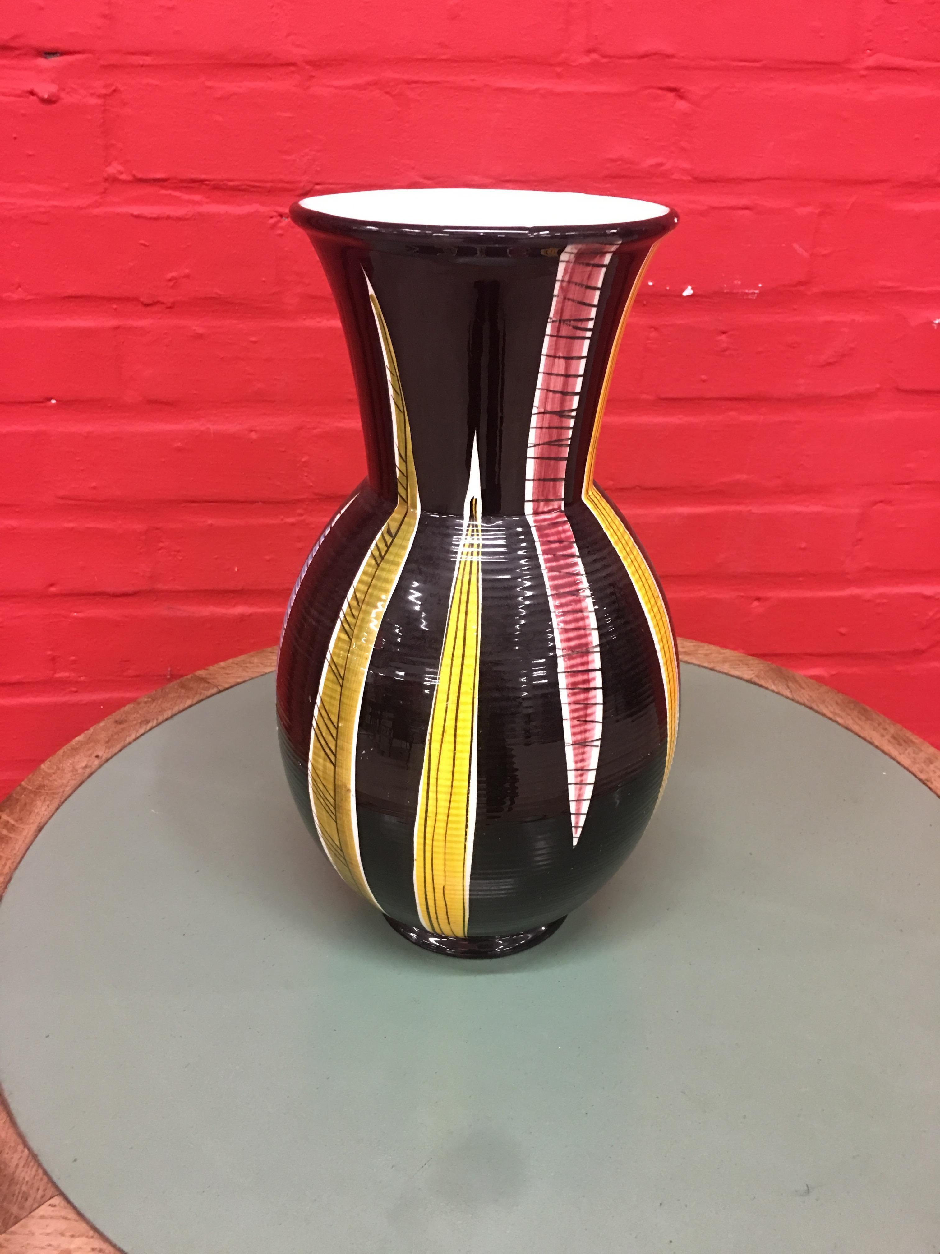French Saint Clement, Large Ceramic Vase, circa 1960 For Sale