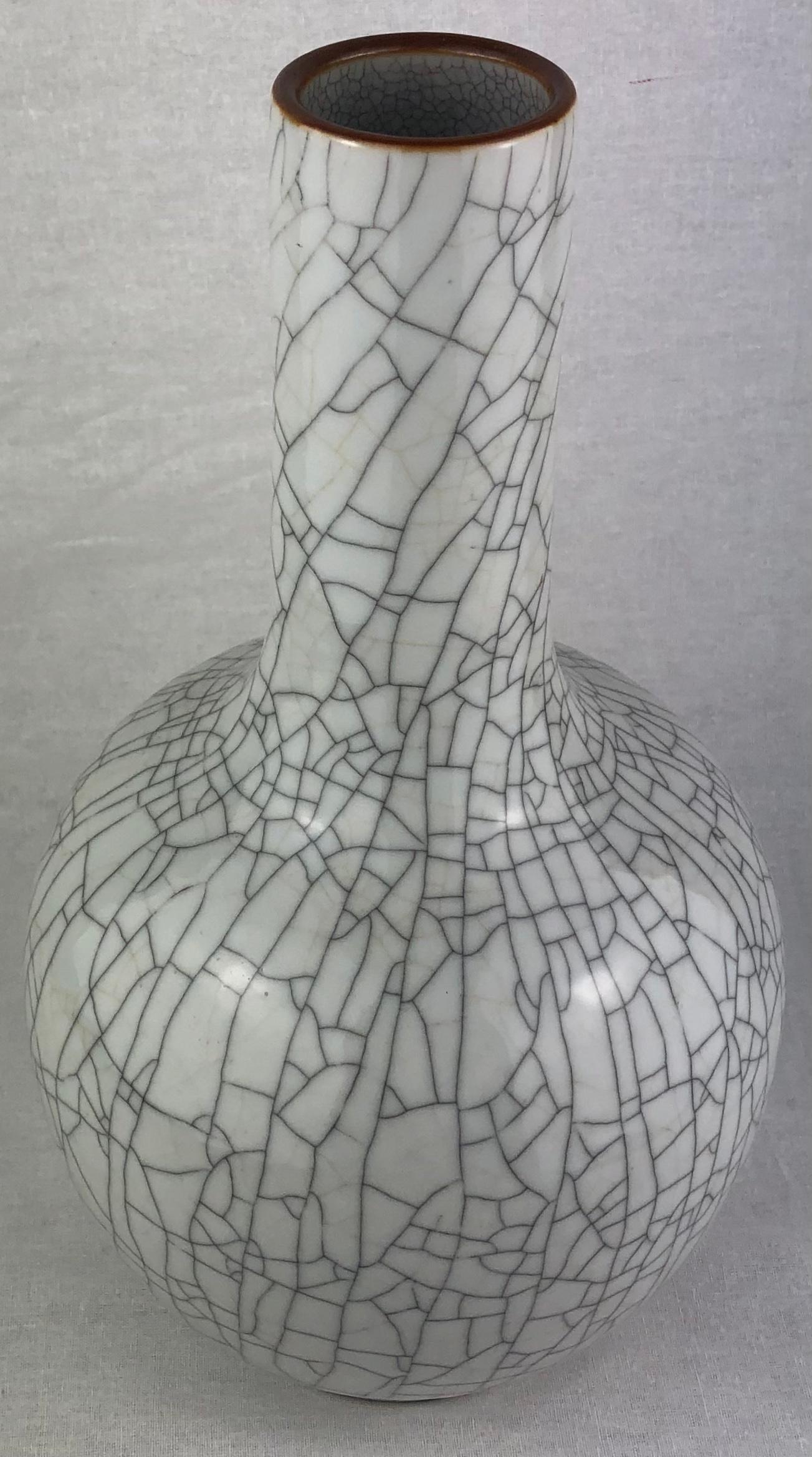 Mid-Century Modern Saint Clement Style Crackle Finish Ceramic Vase For Sale