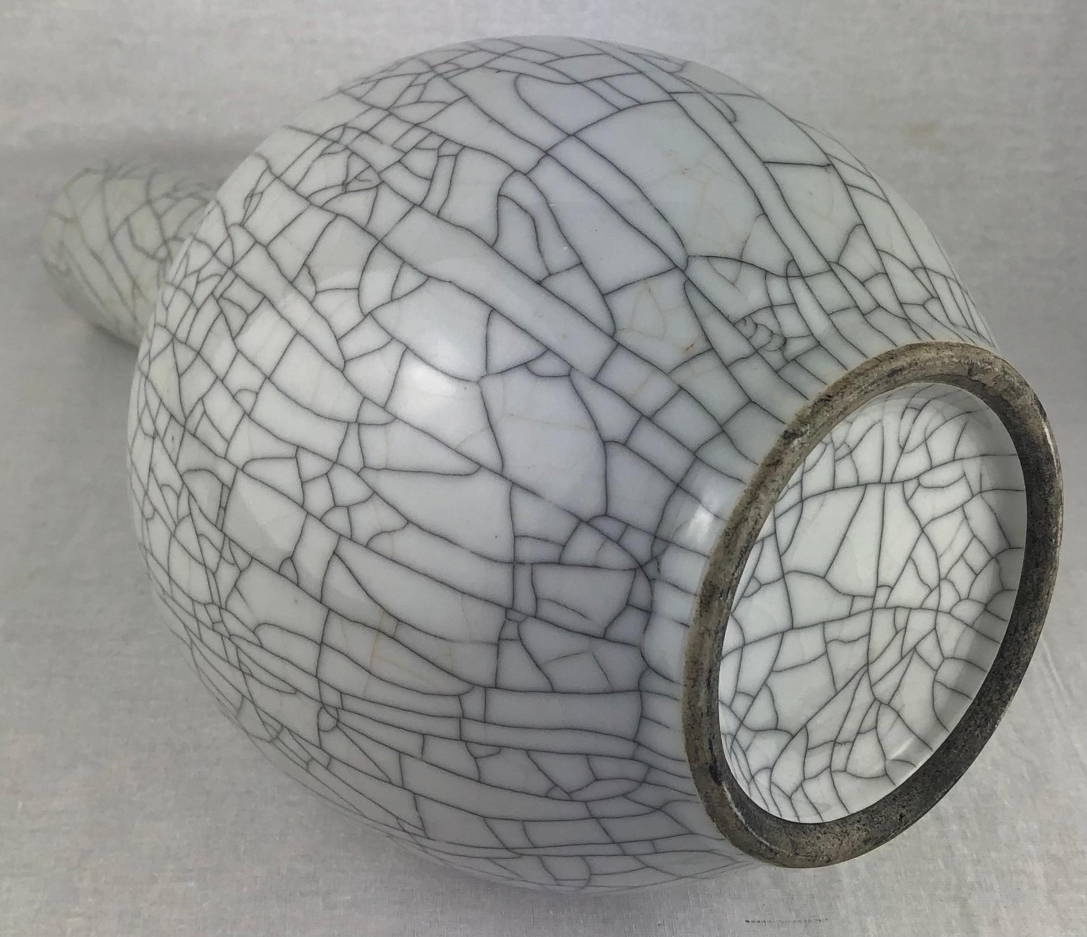 Saint Clement Style Crackle Finish Ceramic Vase In Good Condition For Sale In Miami, FL
