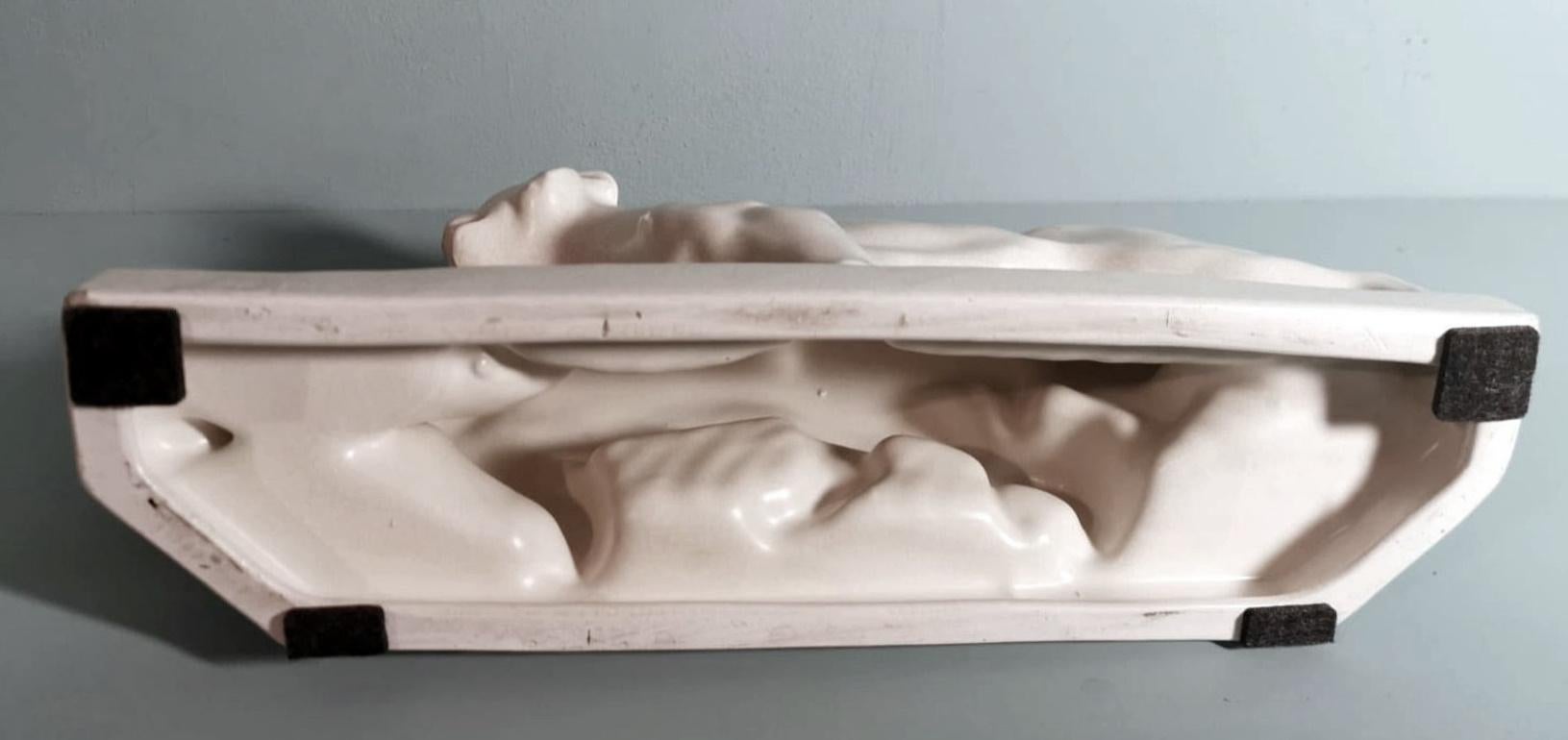 Saint Clement Style France Art Deco Statue Pair White Craquelè Ceramic Panters 11