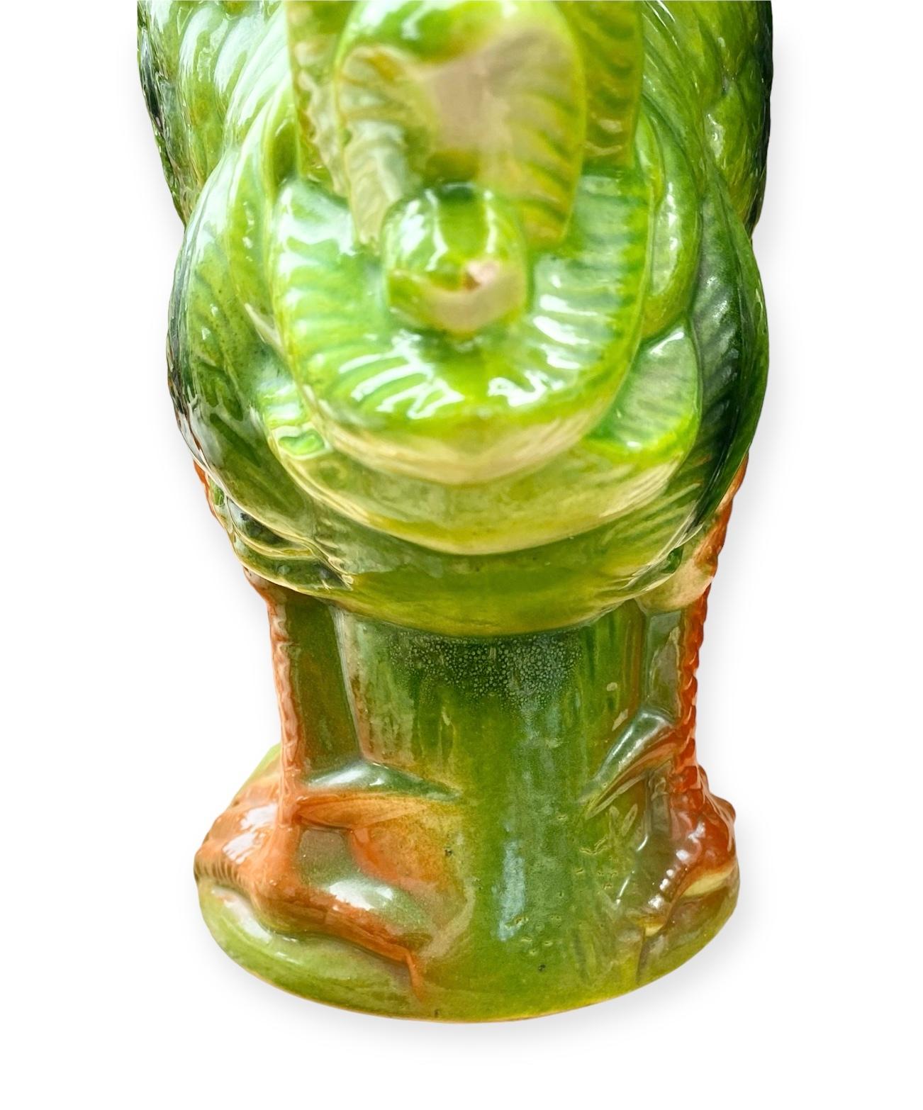 Saint Clément Vintage French Barbotine Majolica Gallic Rooster Absinthe Pitcher For Sale 7