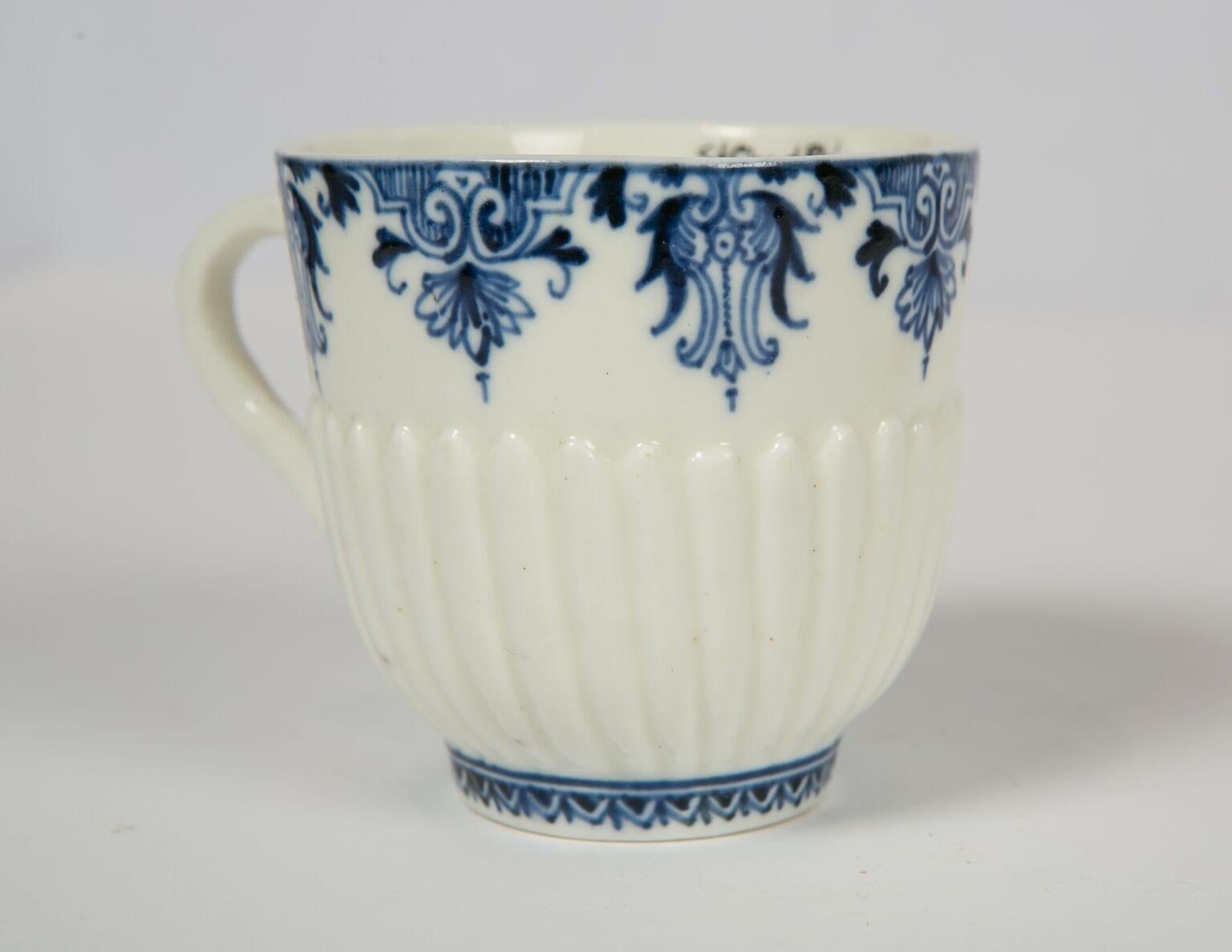Ming Saint-Cloud Blue and White Soft-Paste Porcelain Cup & Saucer France 18th Century