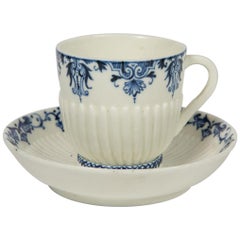 Saint-Cloud Blue and White Soft-Paste Porcelain Cup & Saucer France 18th Century