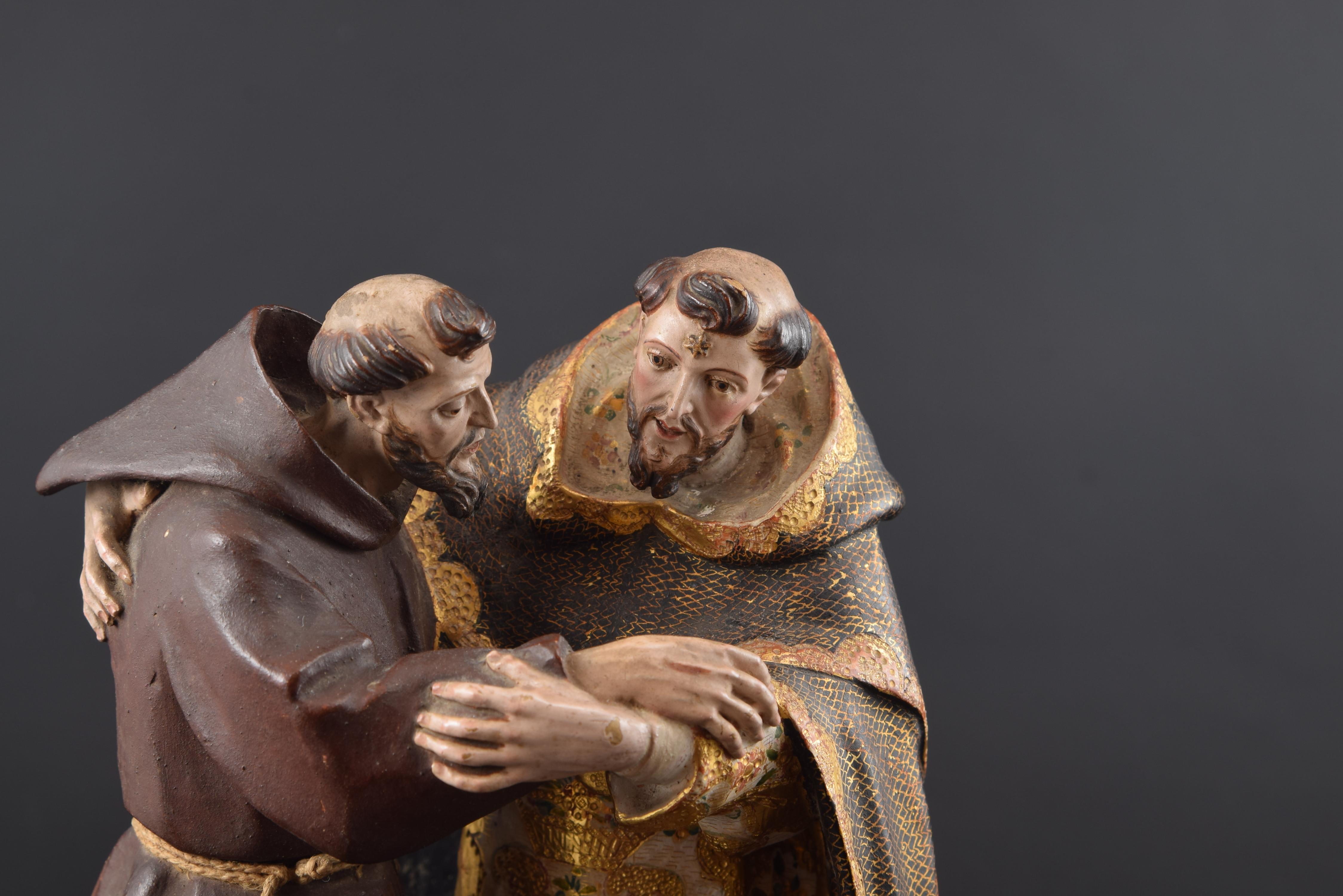 “Saint Dominic and Saint Francis”, Colonial School, 18th Century For Sale 1