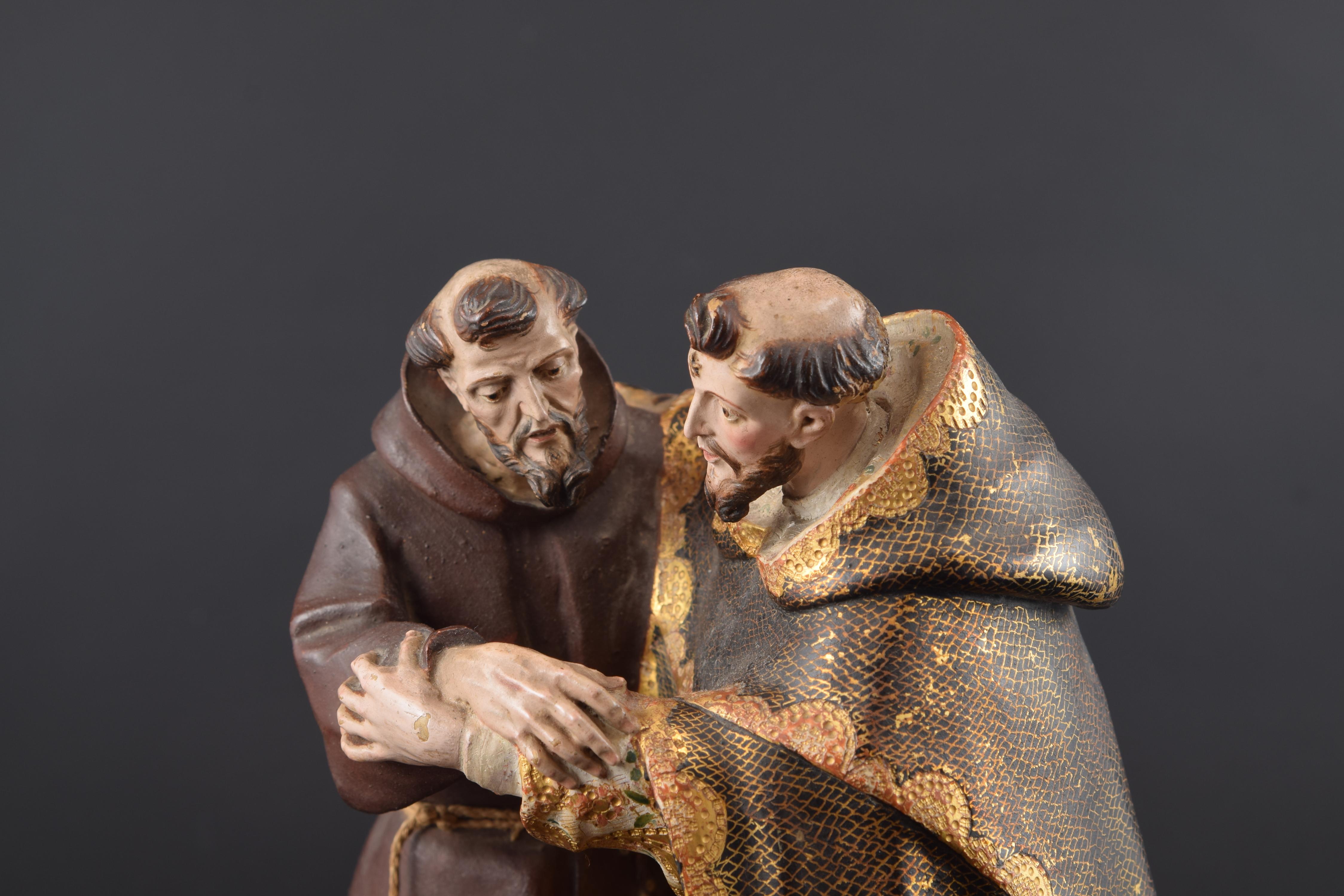 “Saint Dominic and Saint Francis”, Colonial School, 18th Century In Good Condition For Sale In Madrid, ES