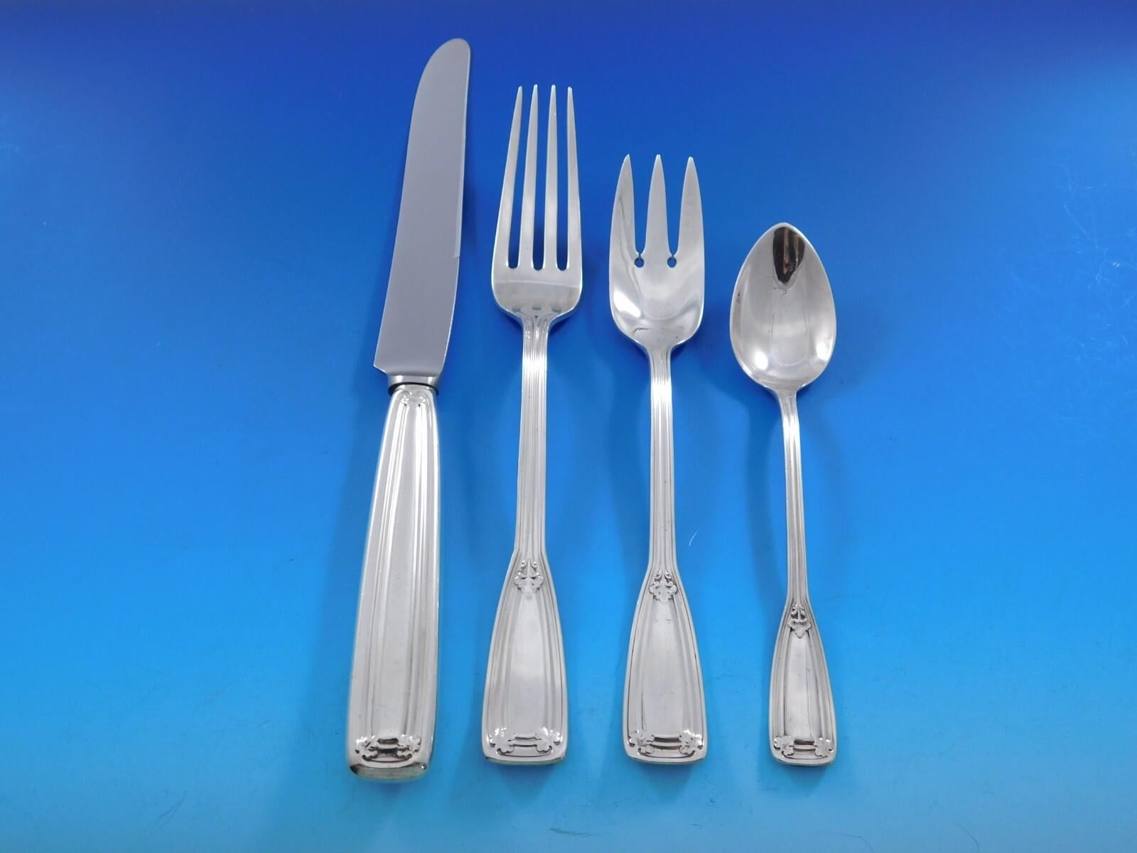 Early 20th Century Saint Dunstan by Tiffany and Co. Sterling Silver Flatware Set Service 84 pcs Din For Sale