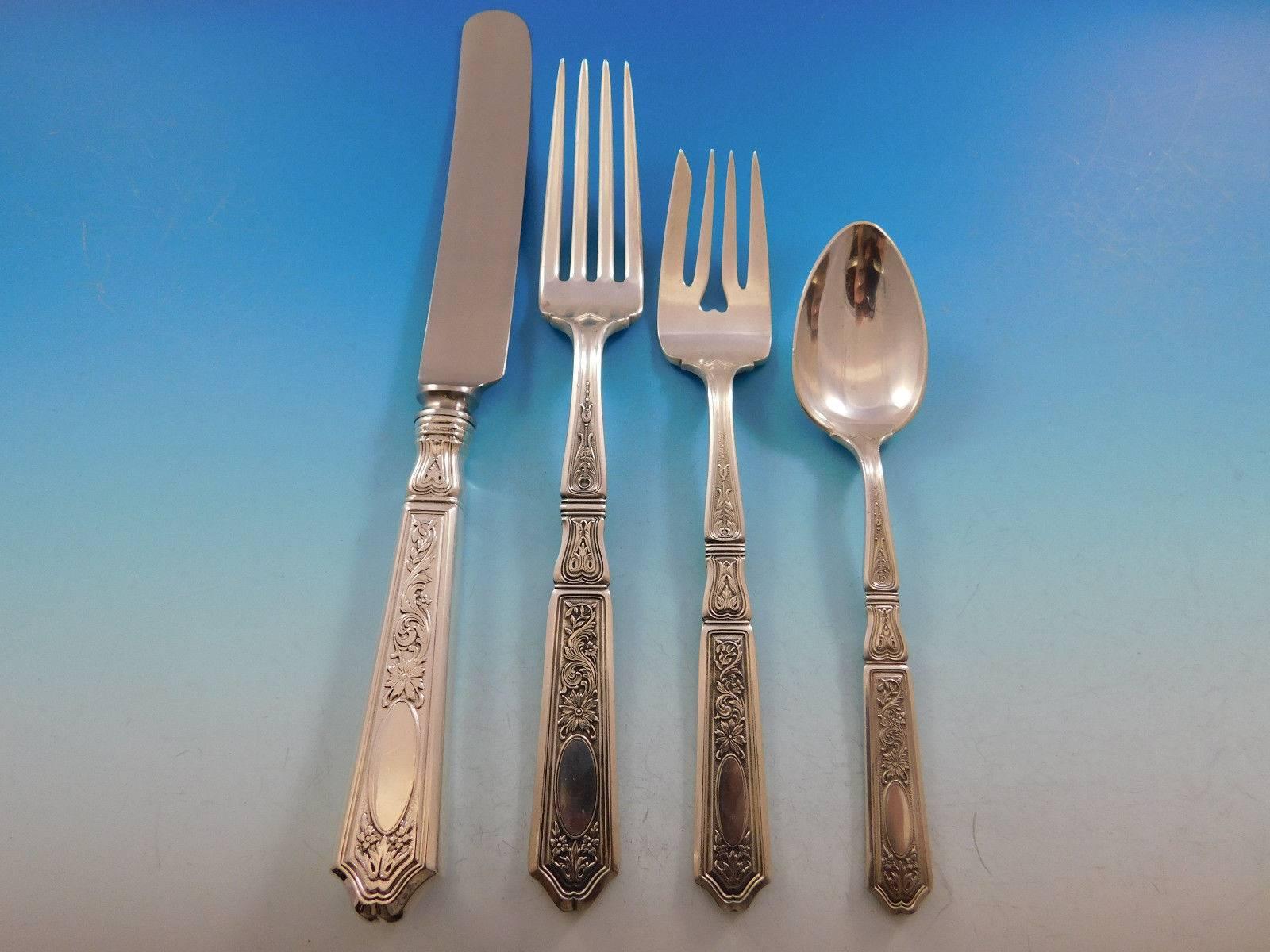 20th Century Saint Dunstan Chased by Gorham Sterling Silver Flatware Set Service 43 Pc Dinner