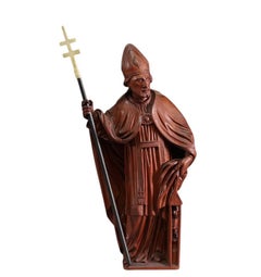 Saint Eloi, religious Carved Boxwood Statue, 19th Century