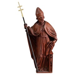 San Eloi, estatua religiosa tallada en madera de boj, siglo XIX