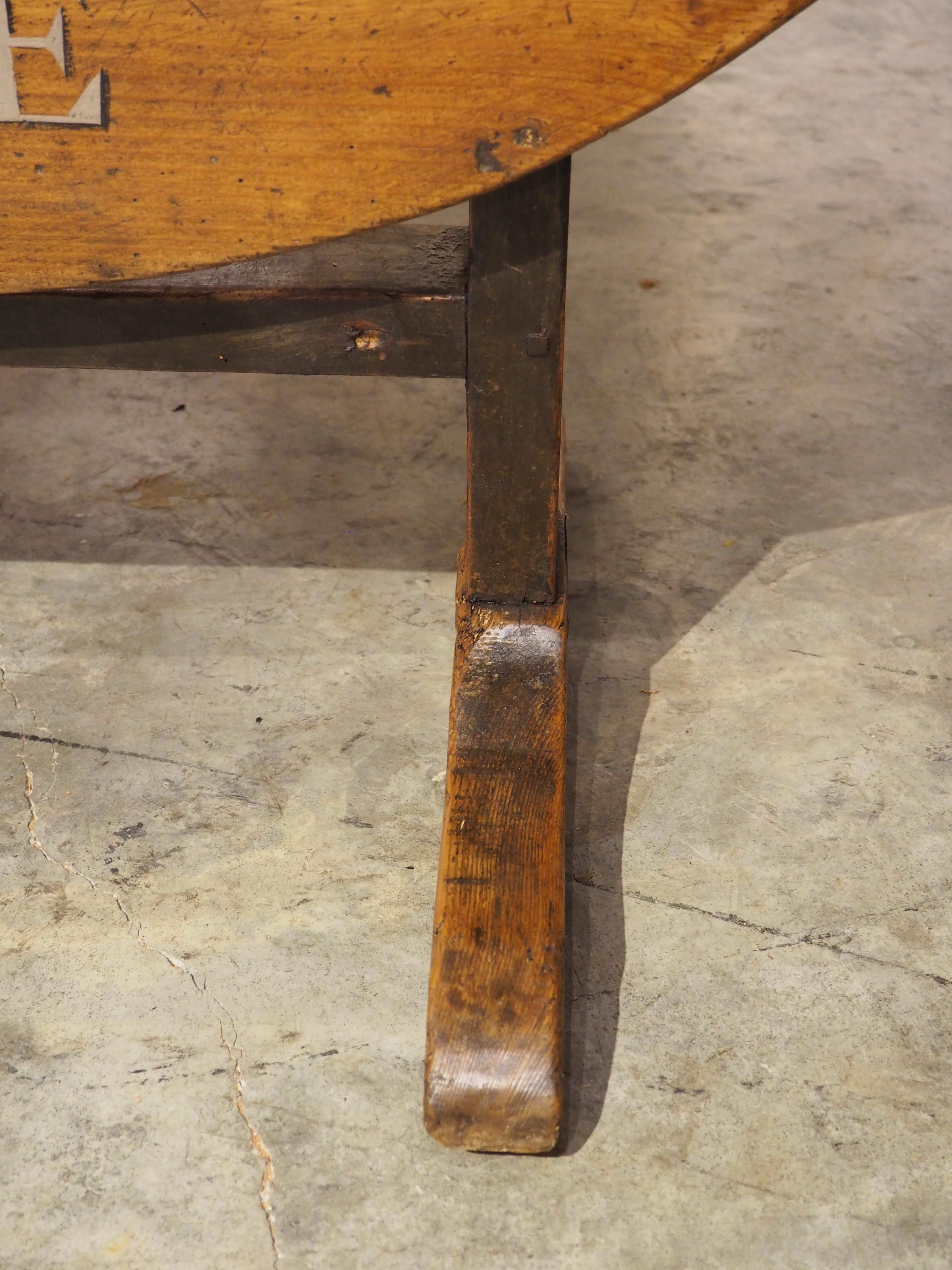 Wood Saint Emilion Grand Cru Painted French Vendange Wine Tasting Table, 19th Century