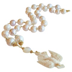 Saint Esprit Dove with Love Note Natural Pink Peach Baroque Cultured Pearls