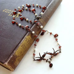 Saint Esprit Victorian Style Garnet Doves Necklace