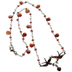 Saint Esprit Victorian Style Garnet Doves Necklace