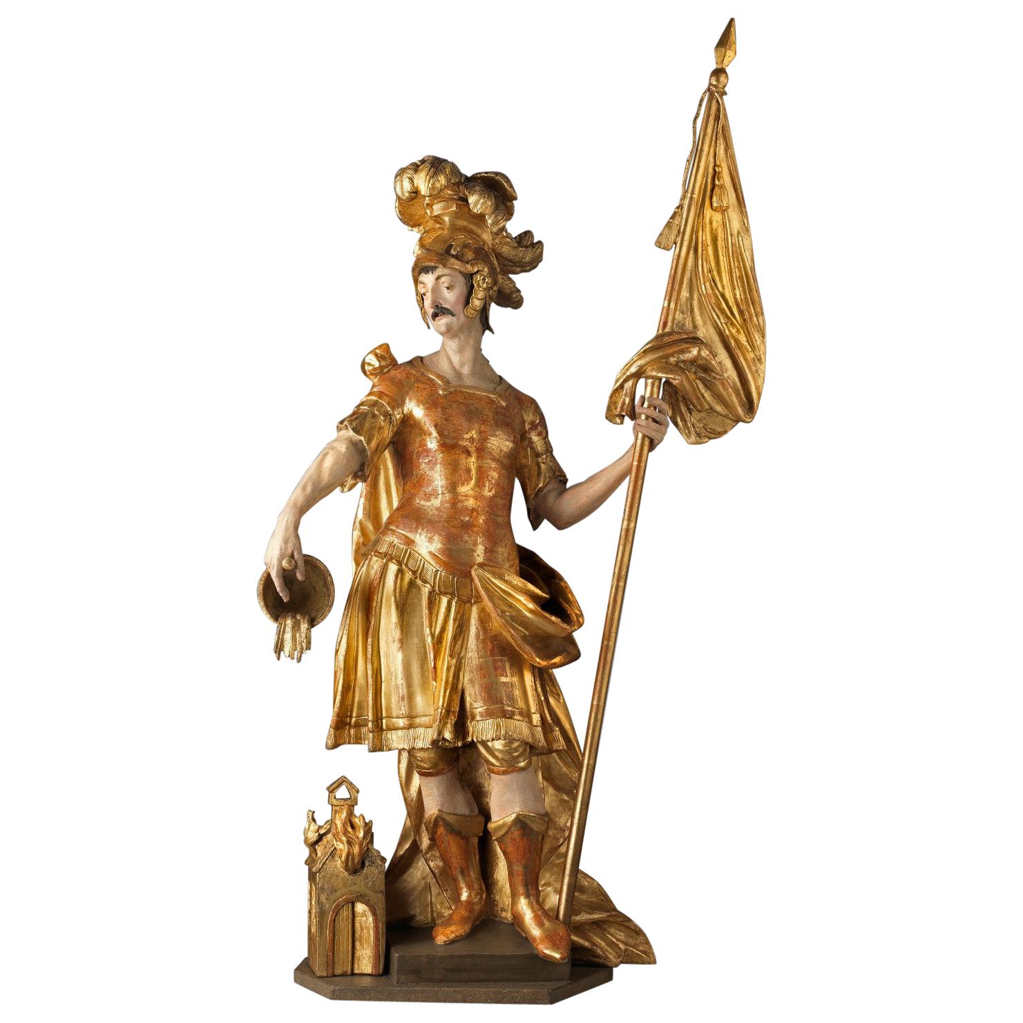Saint Florian, Wooden Sculpture, c. 1700, Austria, Meinrad Guggenbichler For Sale