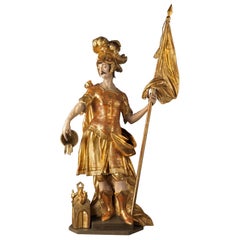 Antique Saint Florian, Wooden Sculpture, c. 1700, Austria, Meinrad Guggenbichler