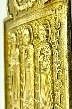 Saint Florus Saint Lavros Saint Antipas Fine Antique Russian Bronze Travel Icon