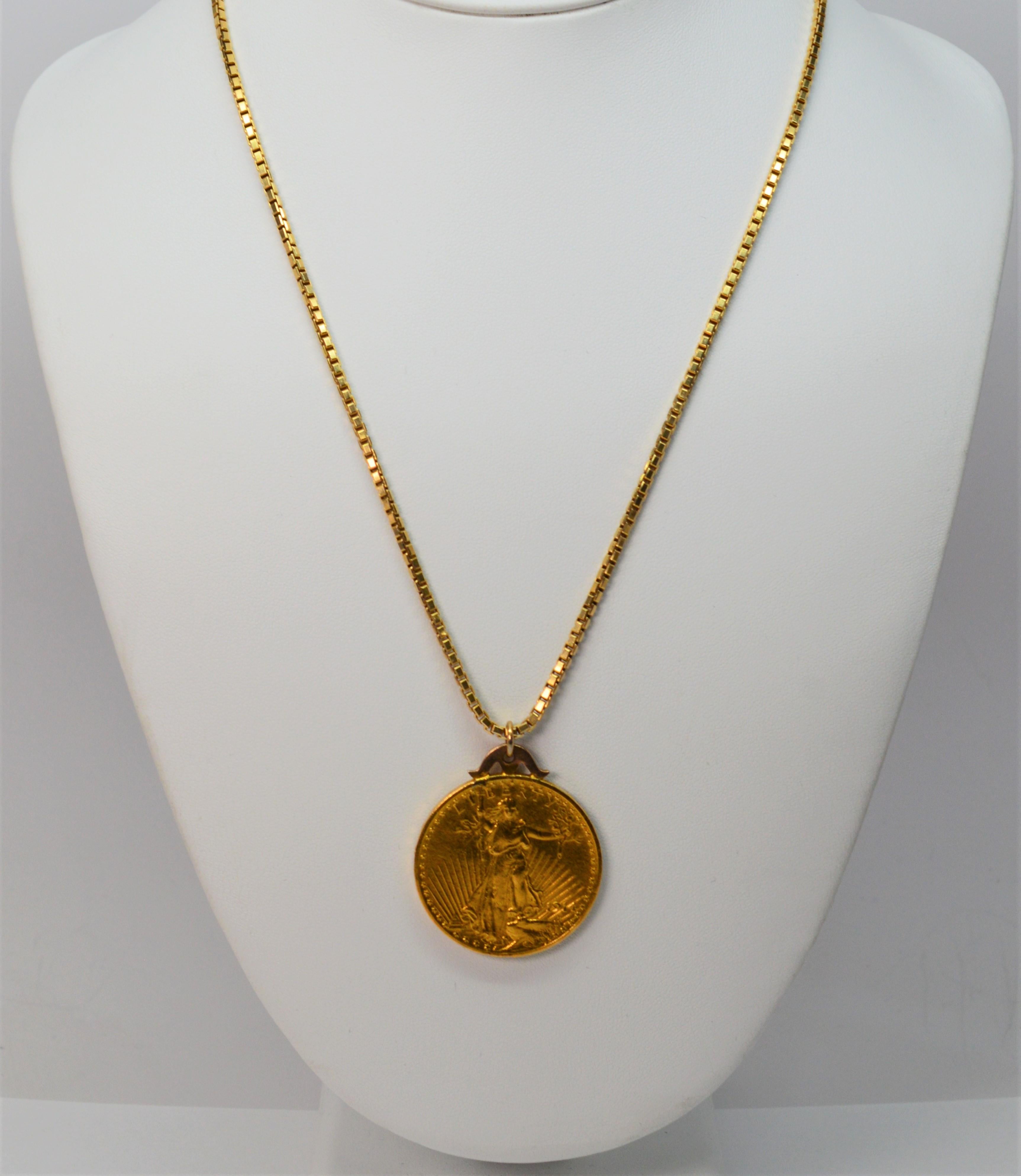 Saint Gauden Double Eagle Gold Coin Pendant Necklace 3