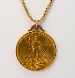 Saint Gauden Double Eagle Gold Coin Pendant Necklace