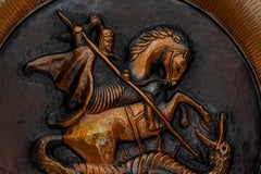 Sankt geogius tötet drache große wanddekoration aus kupfer italien um 1950er