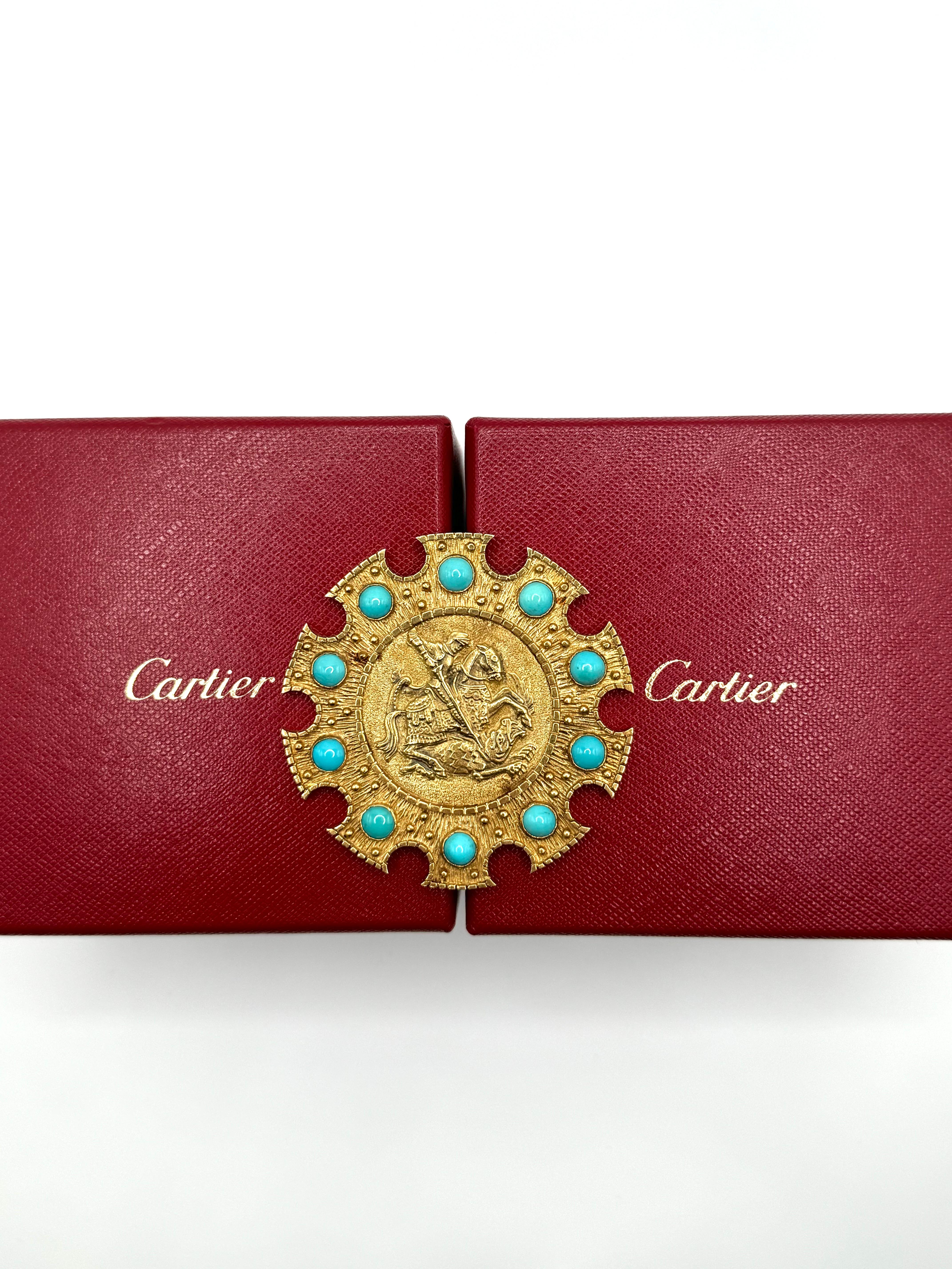 Round Cut Saint George and the Dragon Cartier Pendant For Sale