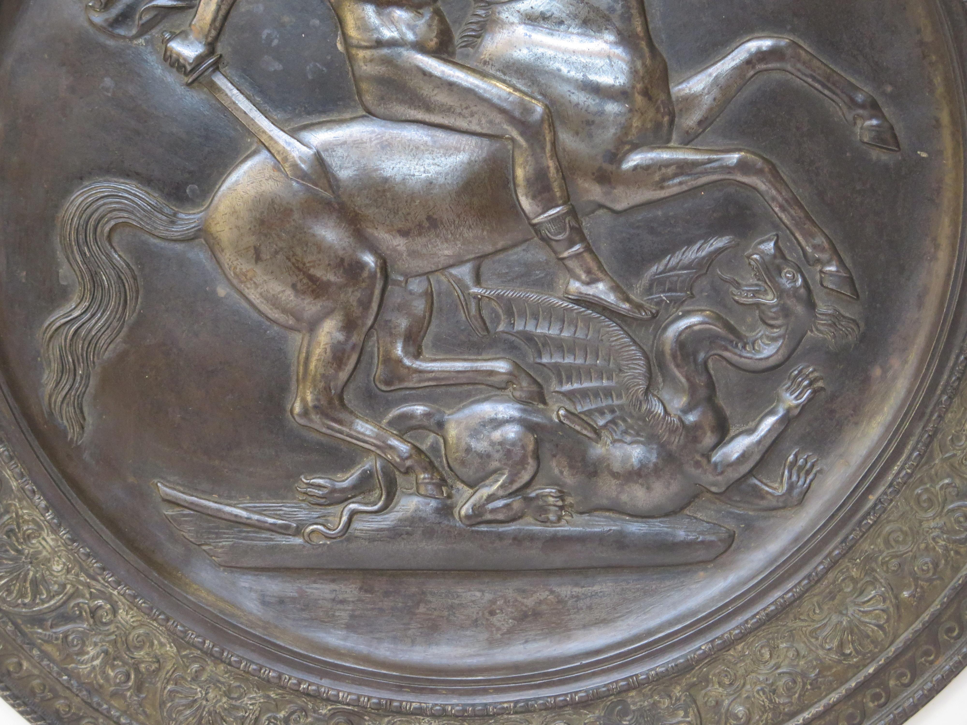 large medallion / wall plaque of Saint George and the Dragon, 