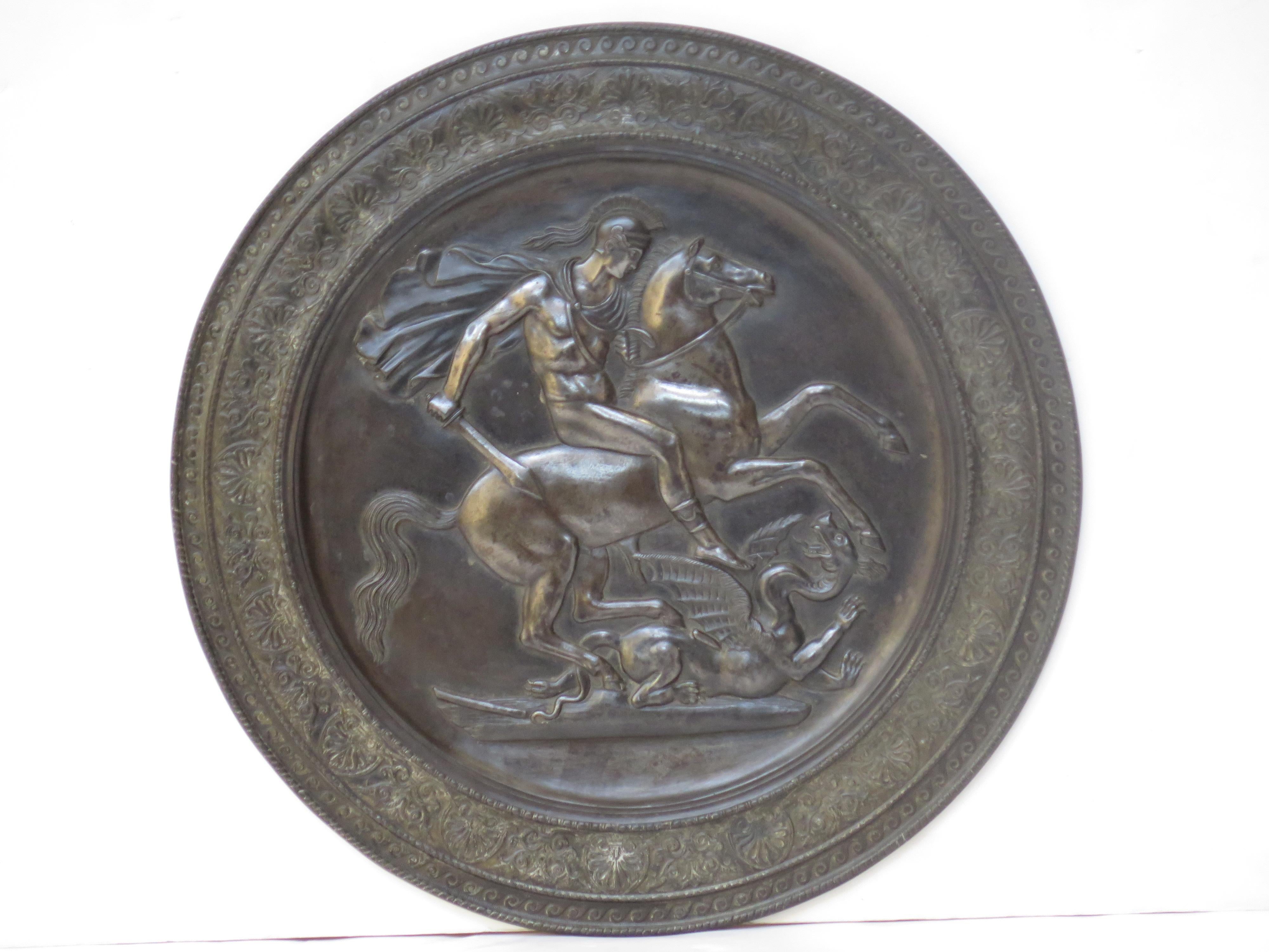 19th Century Saint George and the Dragon Medallion / Wall Plaque For Sale