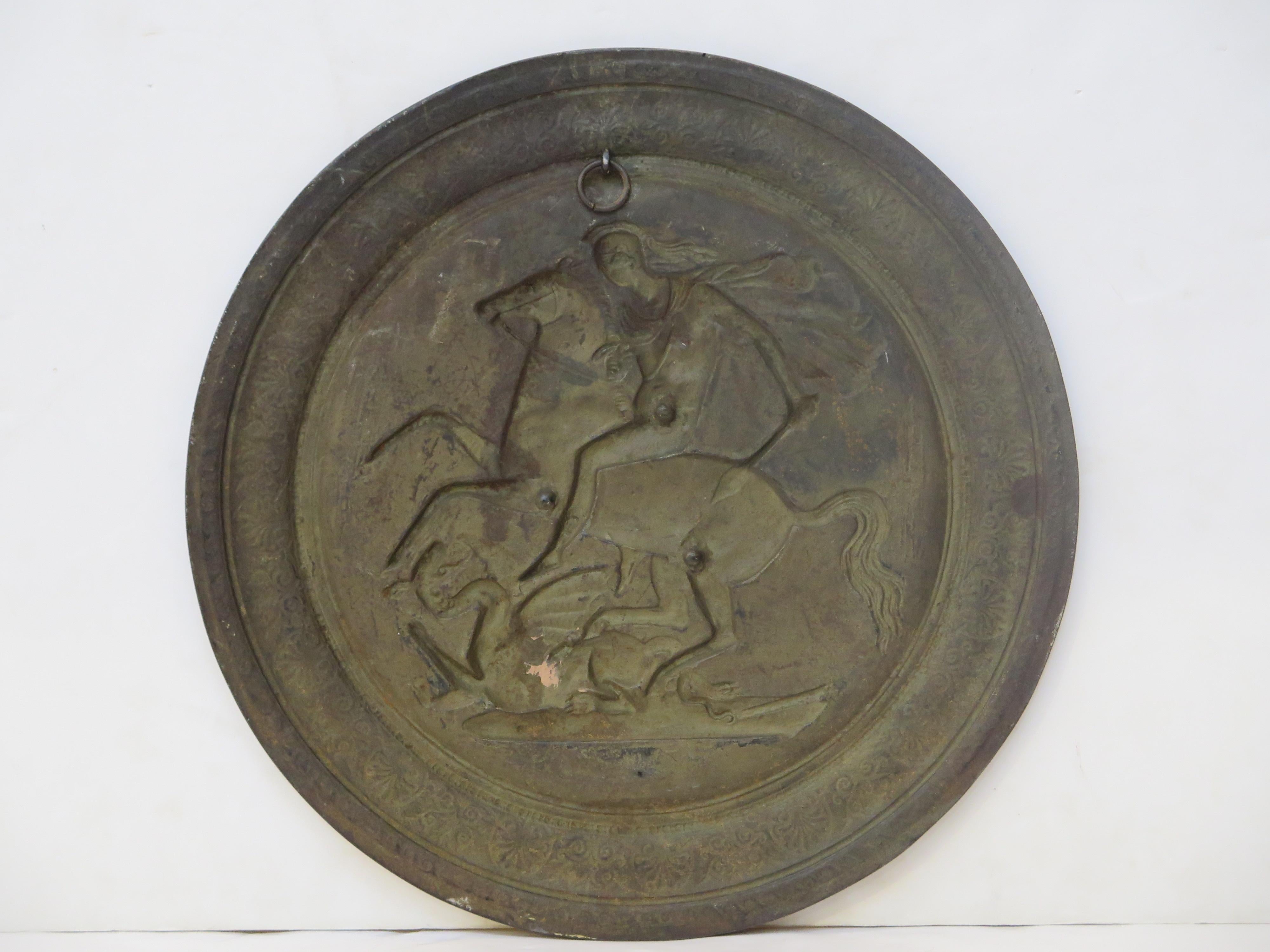 Steel Saint George and the Dragon Medallion / Wall Plaque For Sale
