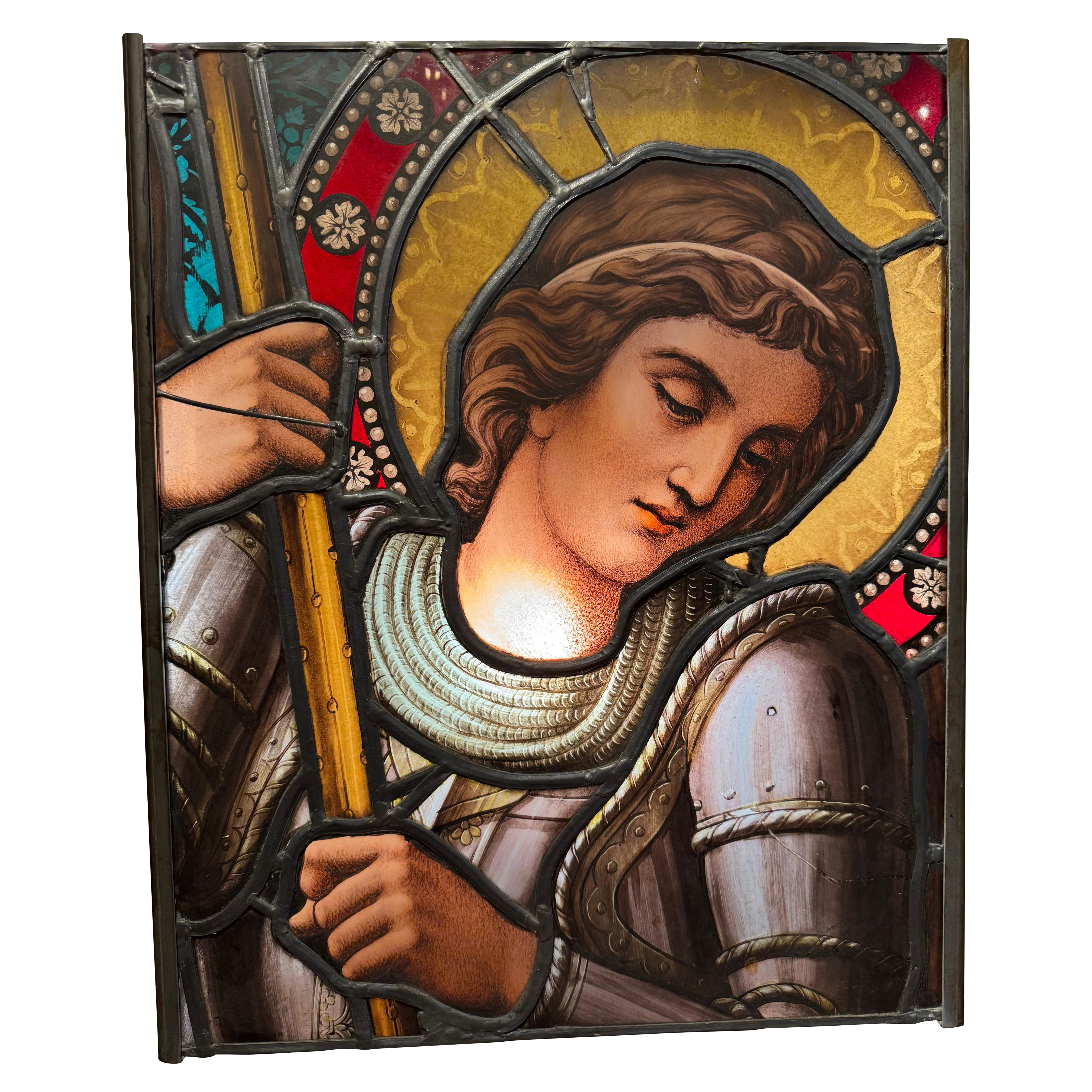 Saint George ou Saint Michael, Vitrail, France 19ème siècle en vente