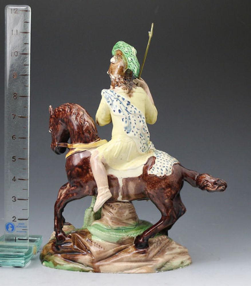 Saint George Slaying the Dragon Staffordshire Pottery Figure, Late 18th Century In Good Condition In Woodstock, OXFORDSHIRE