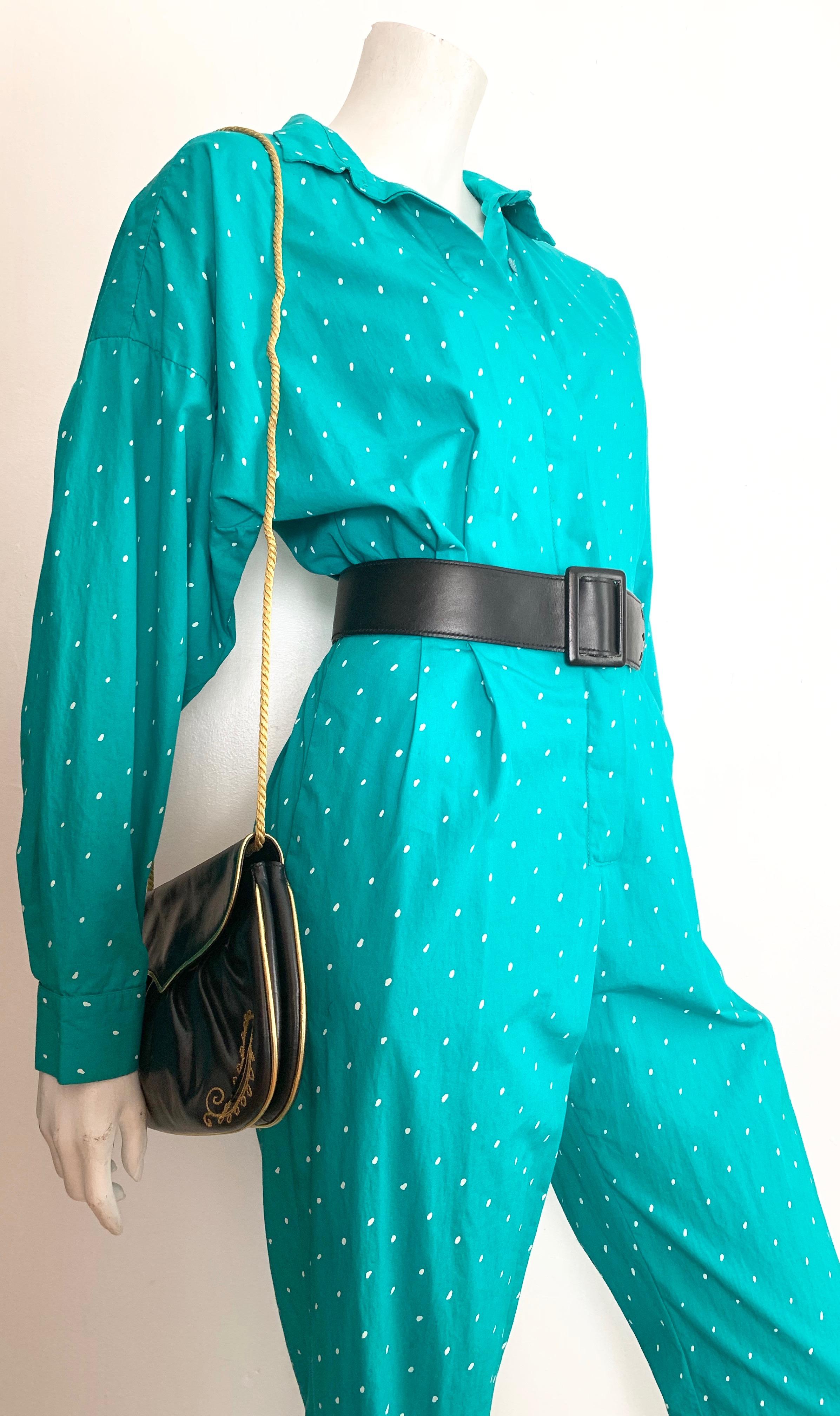 Saint Germain 1980s Cotton Polka Dot Jumpsuit with Pockets Size 4.  12