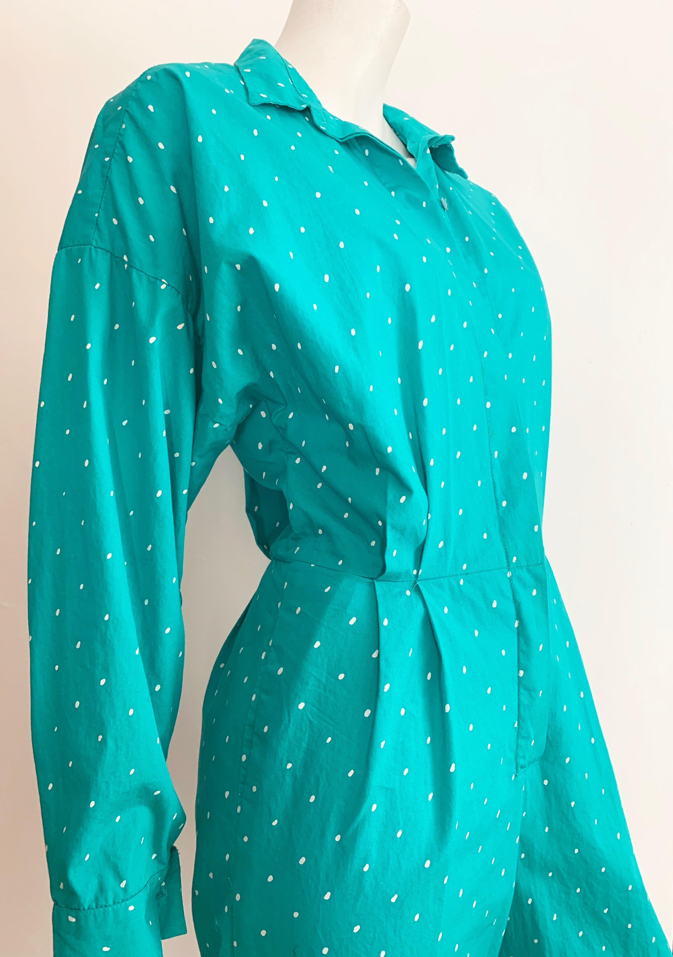 Saint Germain 1980s Cotton Polka Dot Jumpsuit with Pockets Size 4.  1