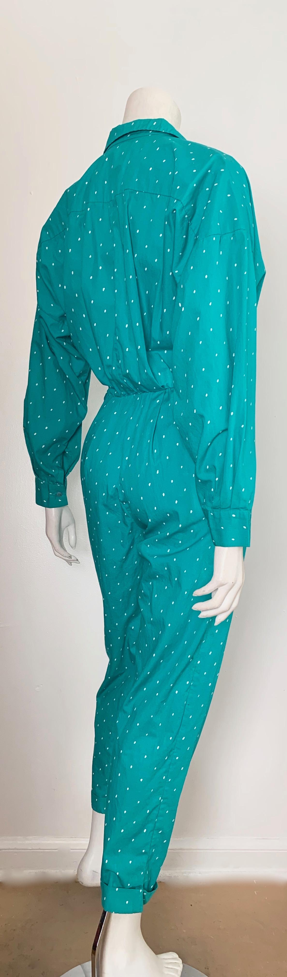 Saint Germain 1980s Cotton Polka Dot Jumpsuit with Pockets Size 4.  4