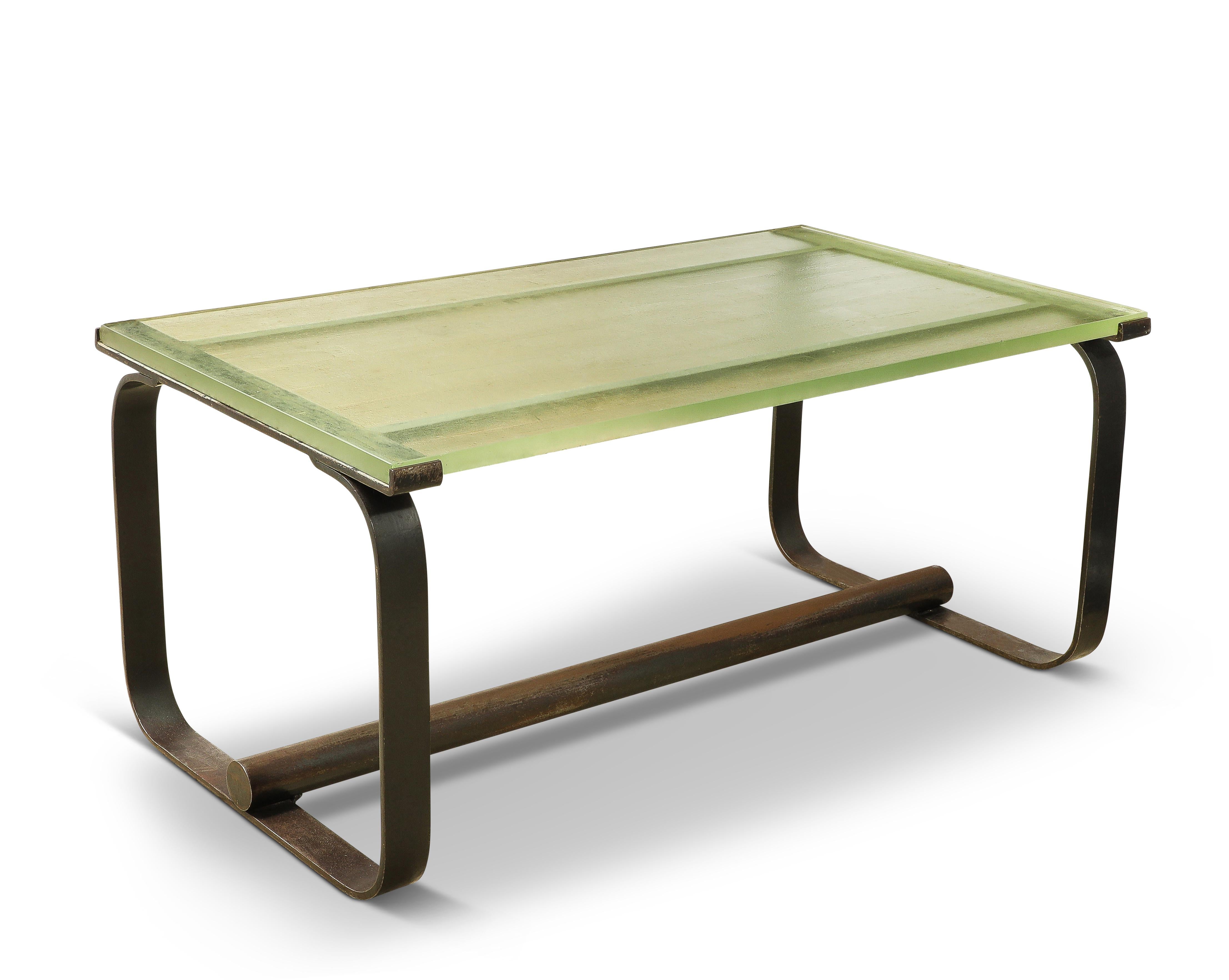 Acier Table de salle à manger de Saint Gobain, France, années 1950 en vente