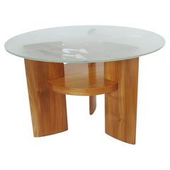 Saint Gobain France Art Deco Coffee Side Table with Glass-Top and Aviation Decor