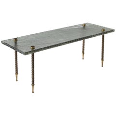 Saint Gobain Glass and Brass Feet Coffee Table Attibuted Maison Ramsay, France