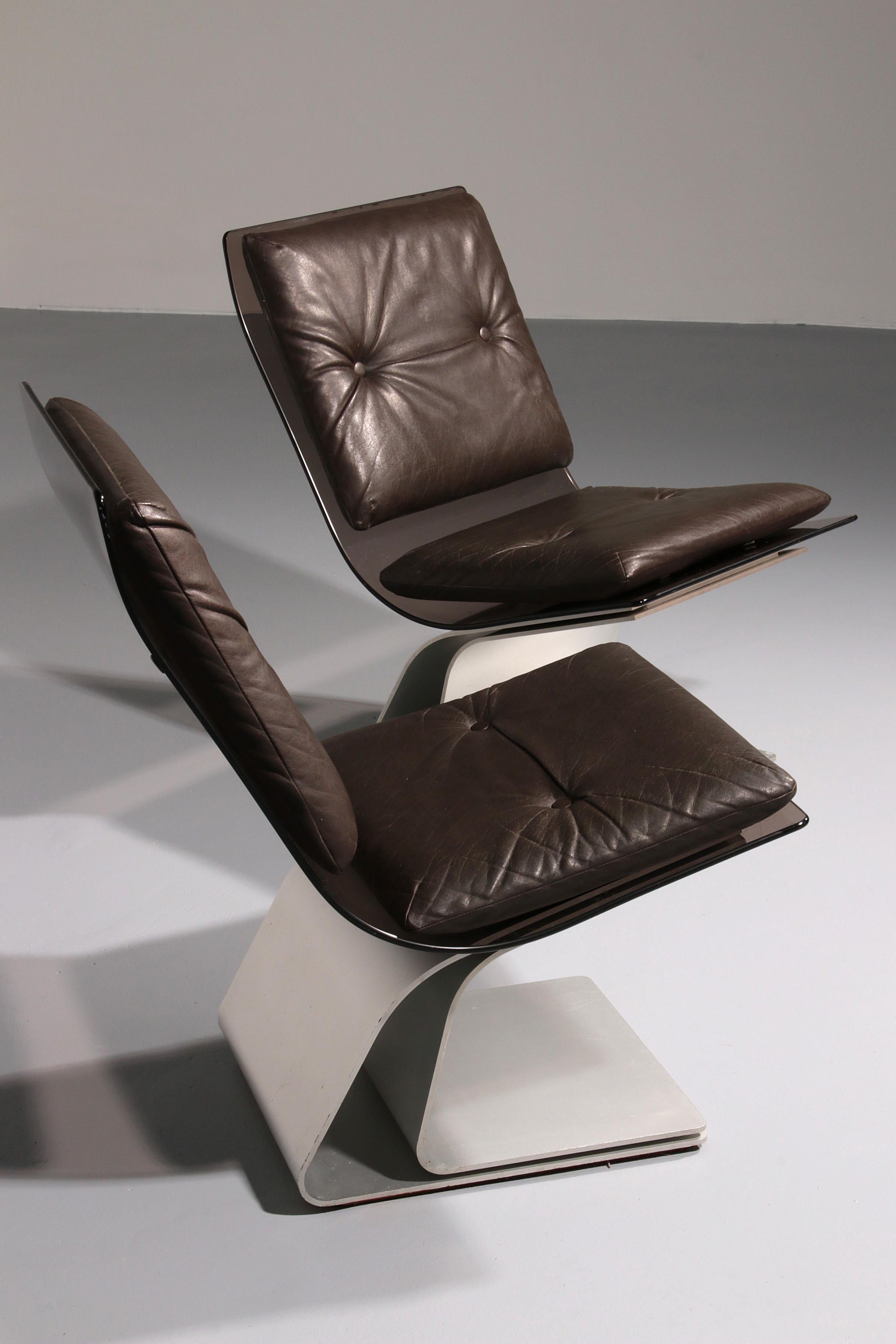 French Saint Gobain glass armchairs, Design from Maison Jansen, 1965