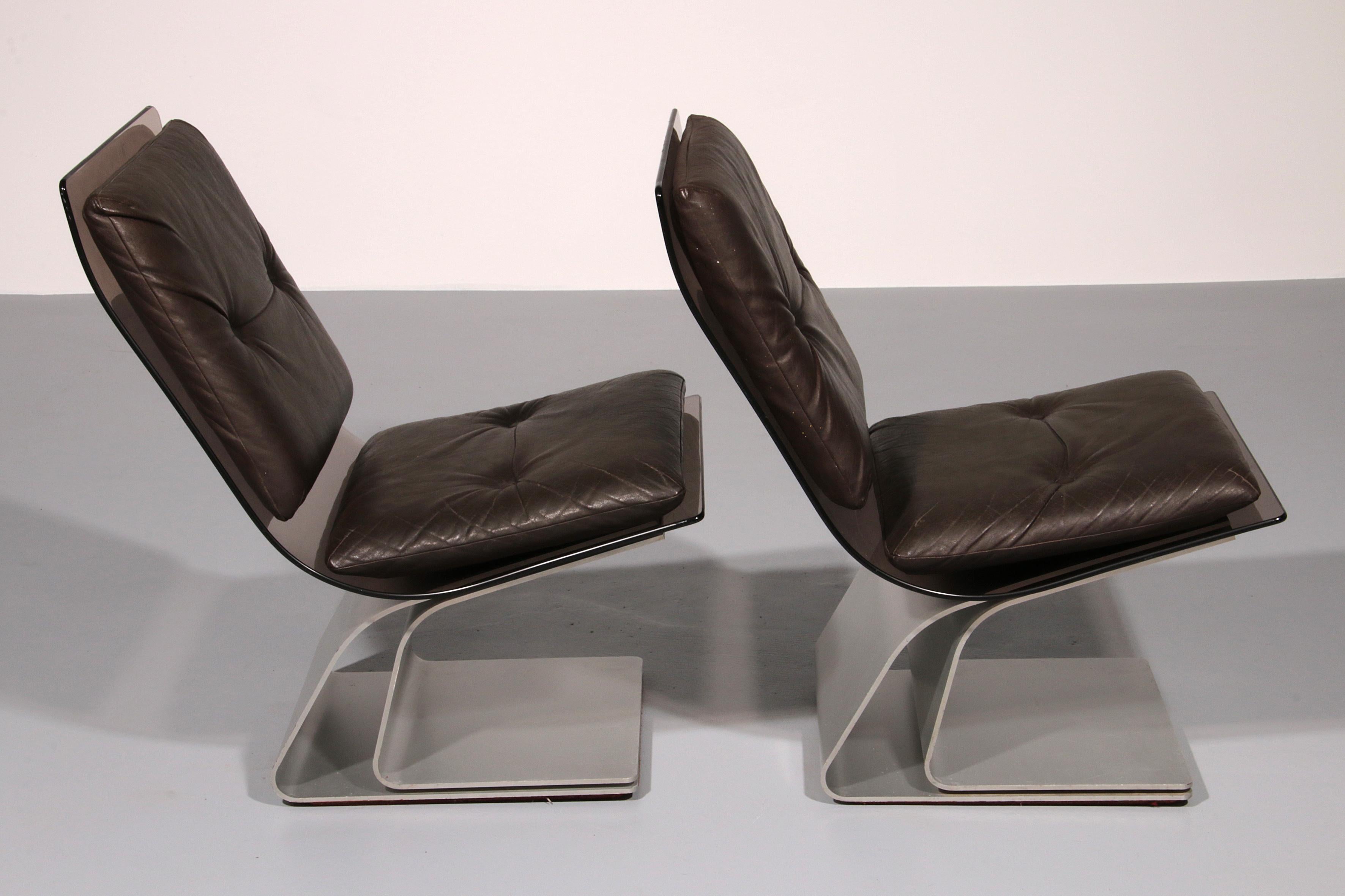 Saint Gobain glass armchairs, Design from Maison Jansen, 1965 1