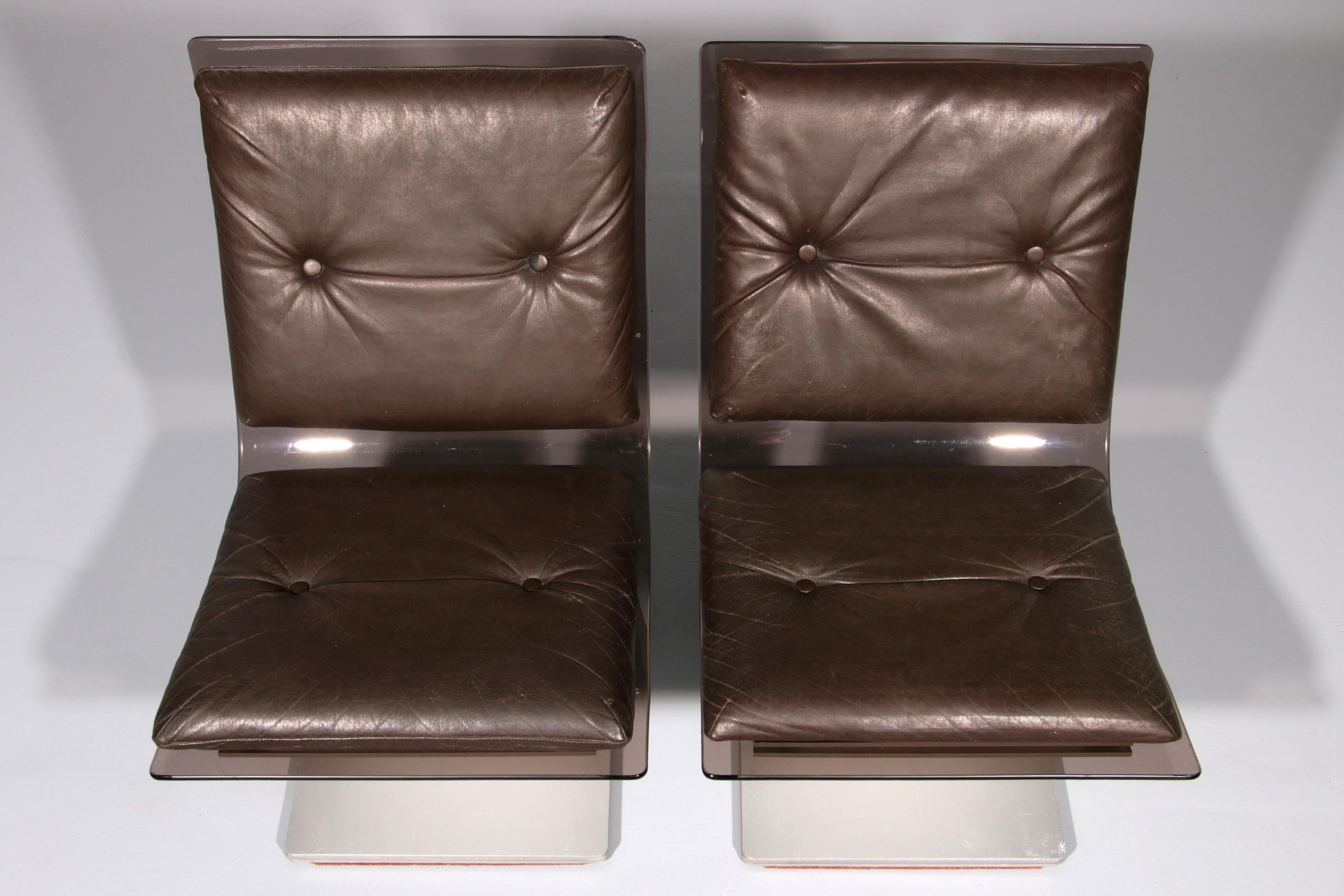 Saint Gobain glass armchairs, Design from Maison Jansen, 1965 2