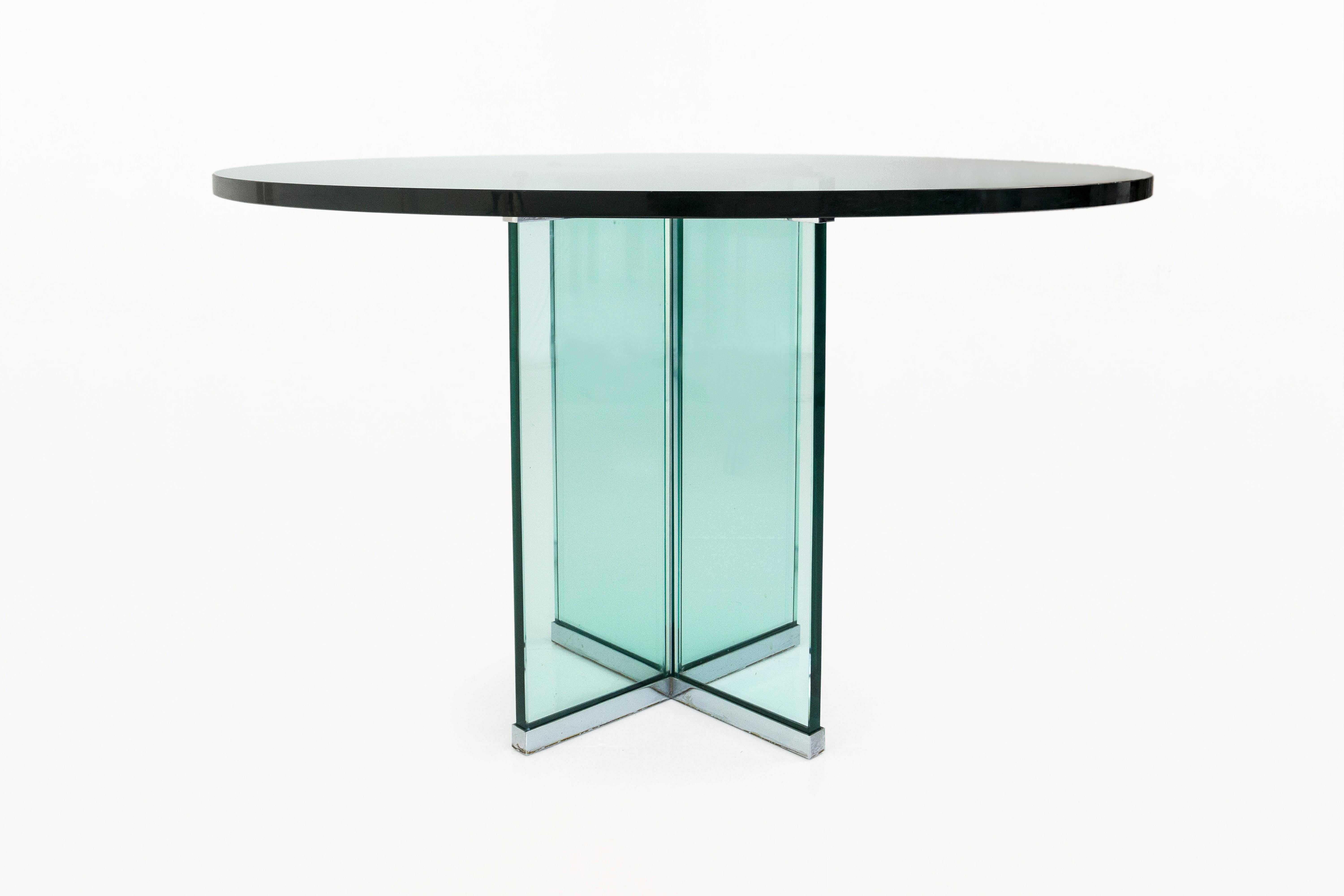 Gueridón de cristal Saint Gobain, circa 1950, Francia Moderno de mediados de siglo en venta